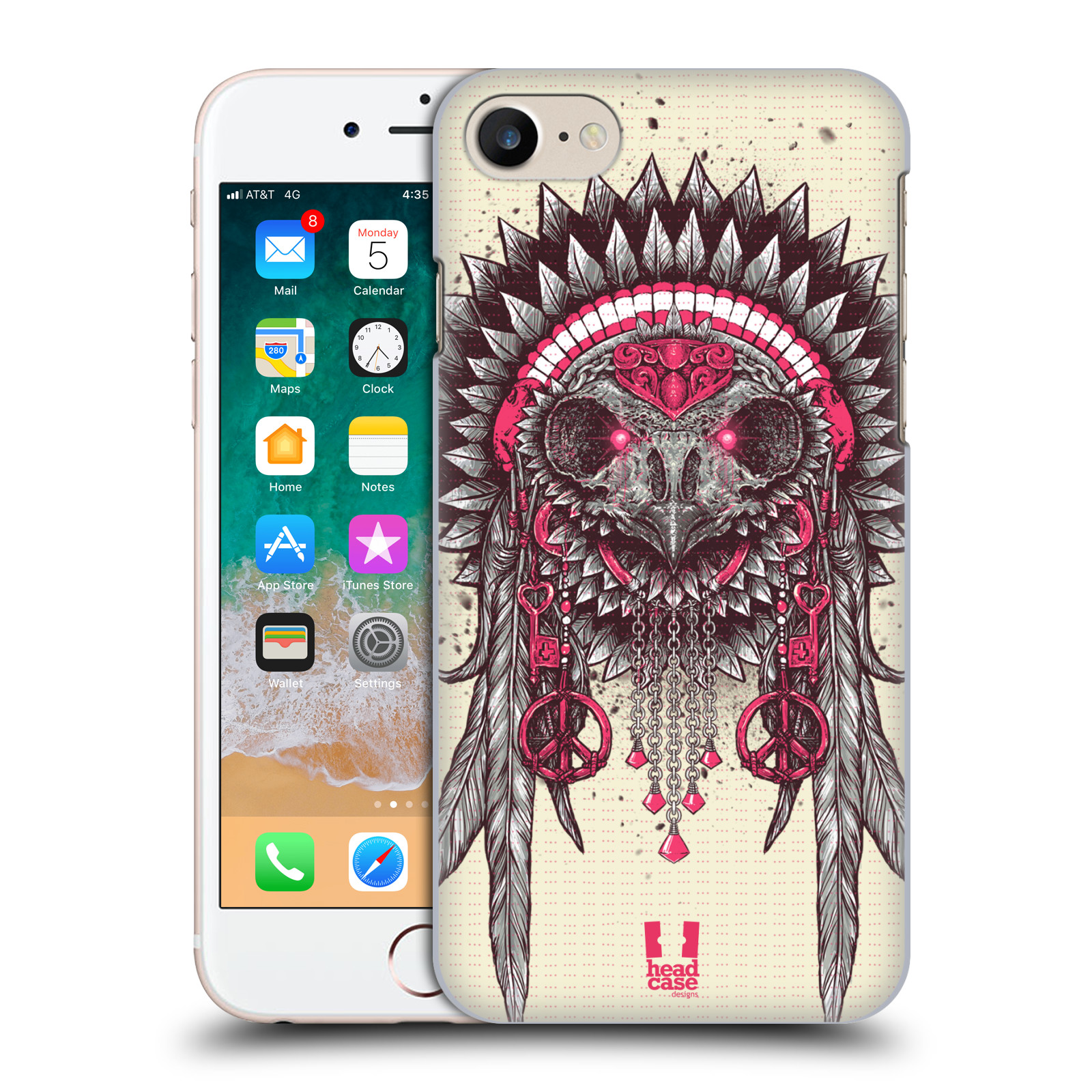 Plastové pouzdro pro mobil Apple Iphone 7/8/SE 2020 vzor Etnické sovy růžová a šedá