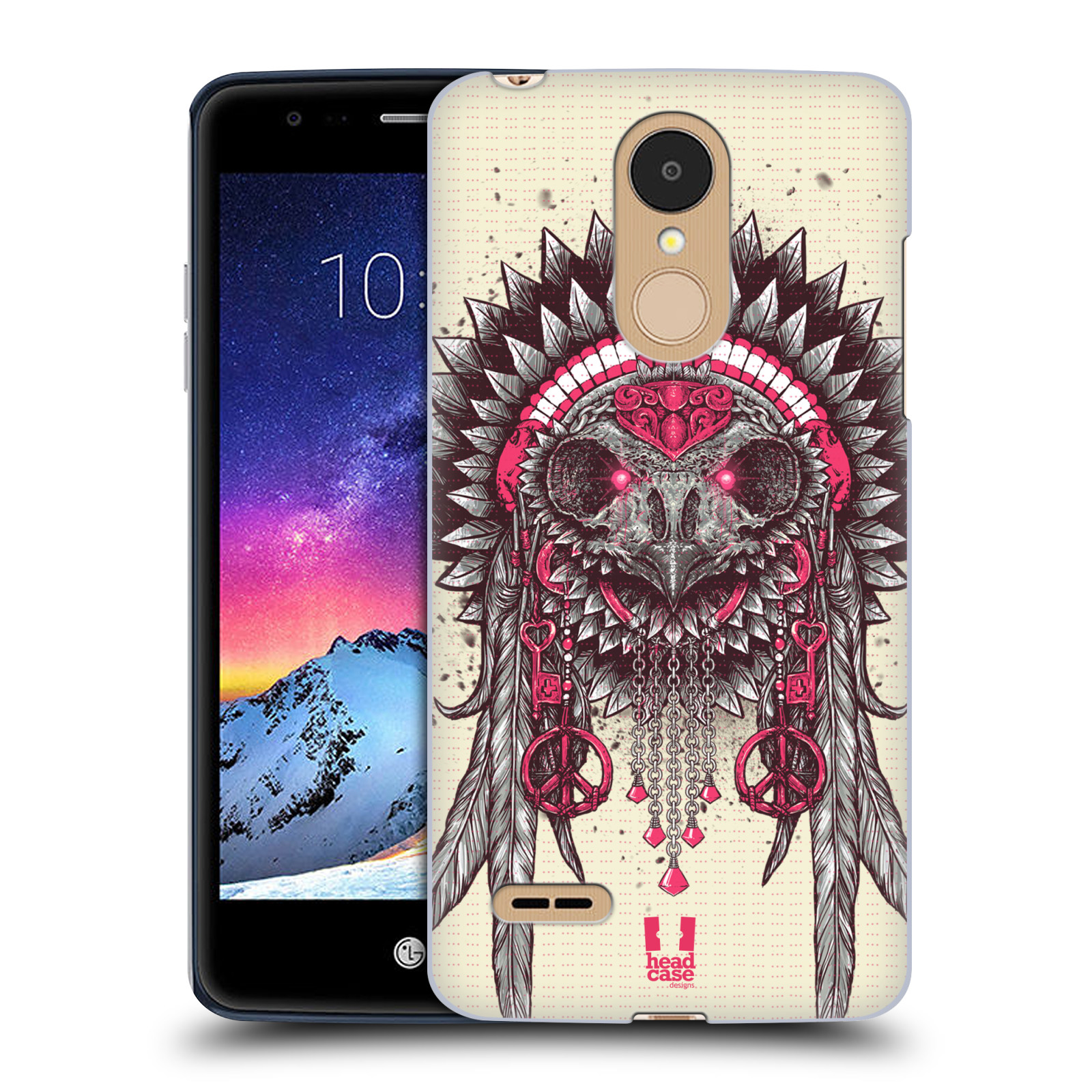 HEAD CASE plastový obal na mobil LG K9 / K8 2018 vzor Etnické sovy růžová a šedá