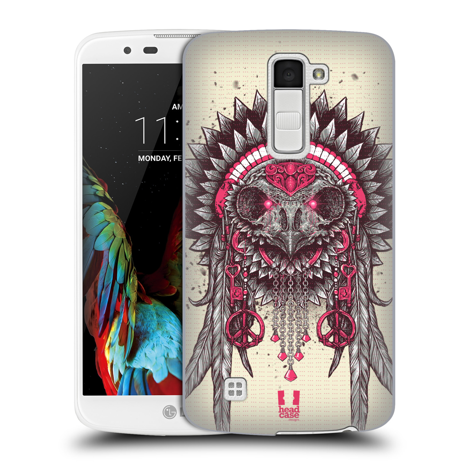 HEAD CASE plastový obal na mobil LG K10 vzor Etnické sovy růžová a šedá