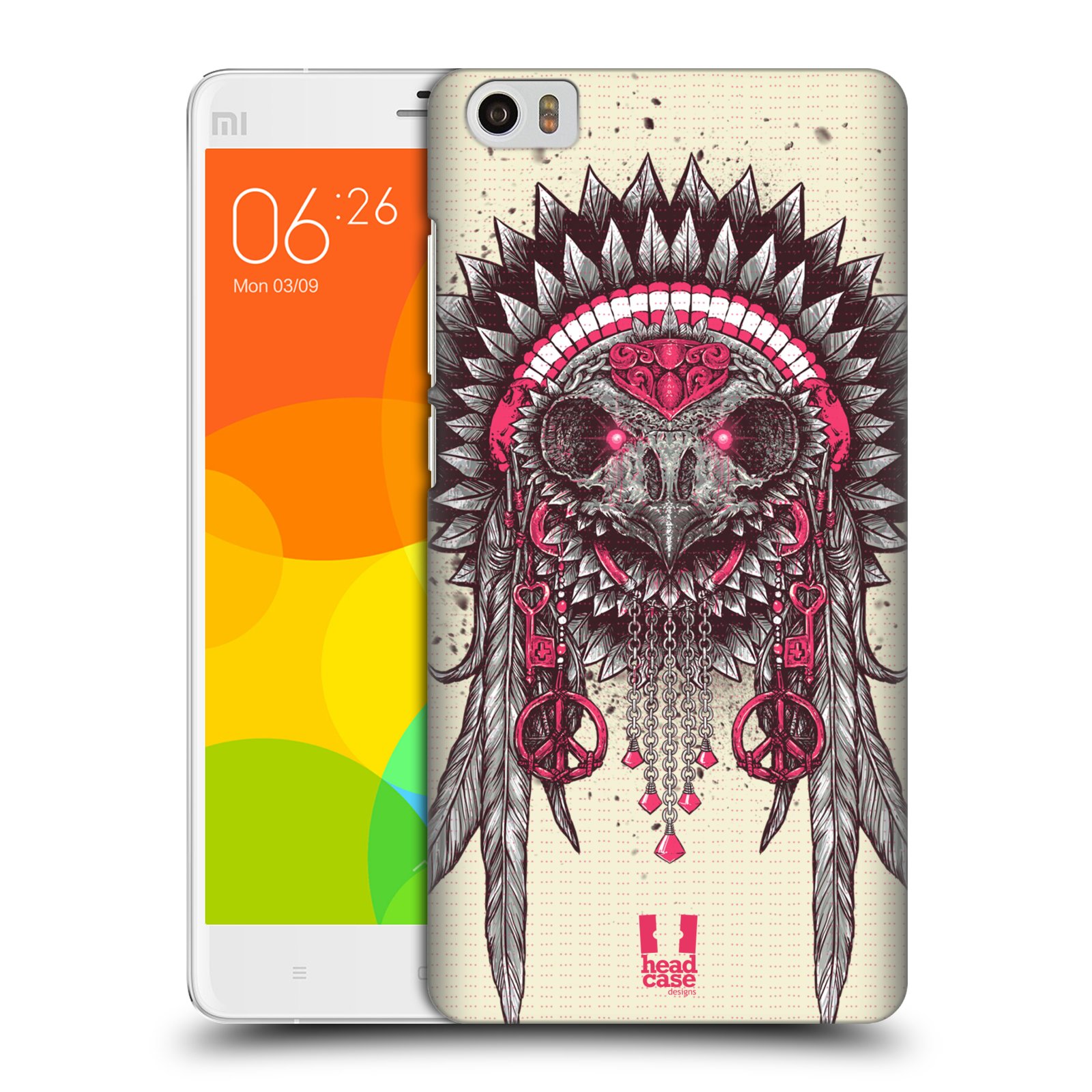 HEAD CASE pevný plastový obal na mobil XIAOMI Mi Note vzor Etnické sovy růžová a šedá