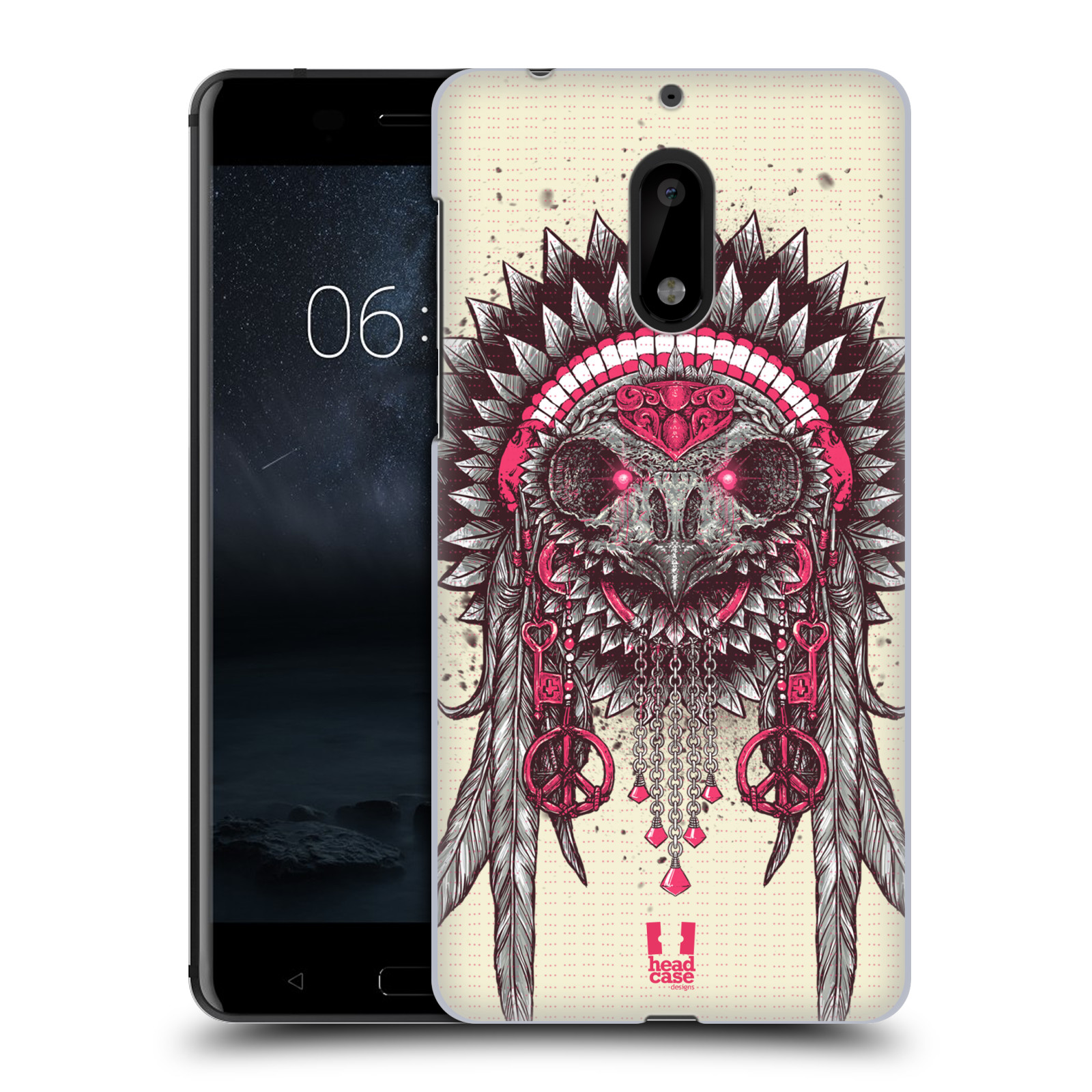 HEAD CASE plastový obal na mobil Nokia 6 vzor Etnické sovy růžová a šedá
