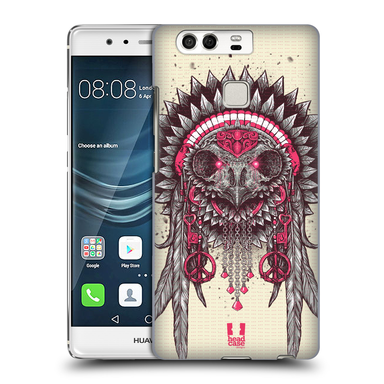HEAD CASE plastový obal na mobil Huawei P9 / P9 DUAL SIM vzor Etnické sovy růžová a šedá
