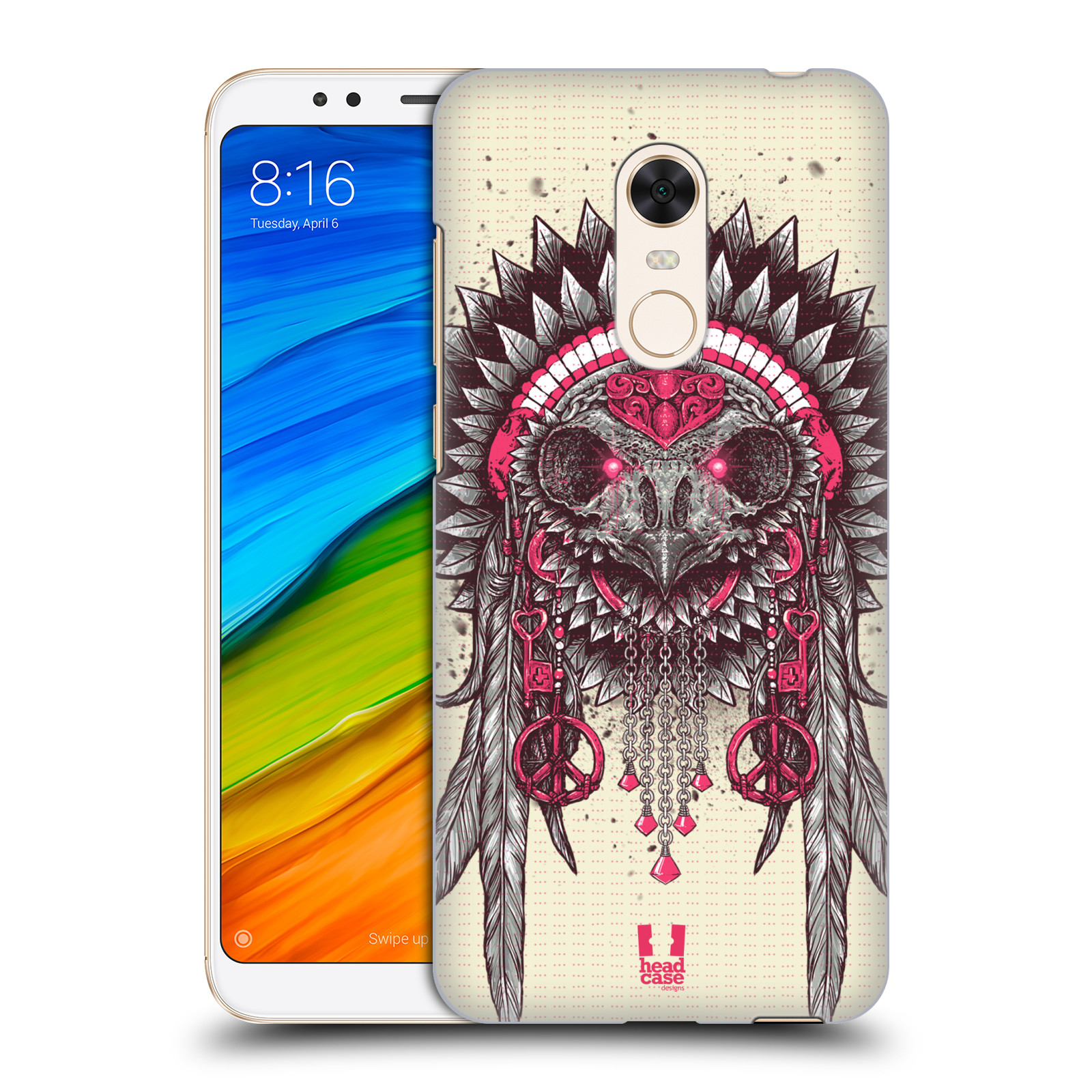 HEAD CASE plastový obal na mobil Xiaomi Redmi 5 PLUS vzor Etnické sovy růžová a šedá