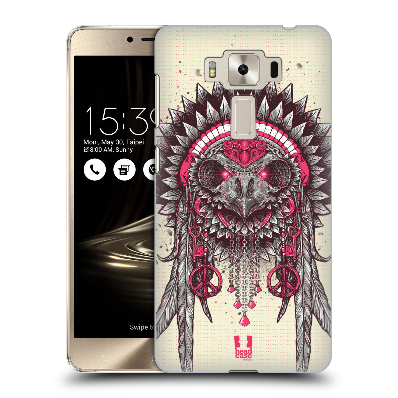 HEAD CASE plastový obal na mobil Asus Zenfone 3 DELUXE ZS550KL vzor Etnické sovy růžová a šedá