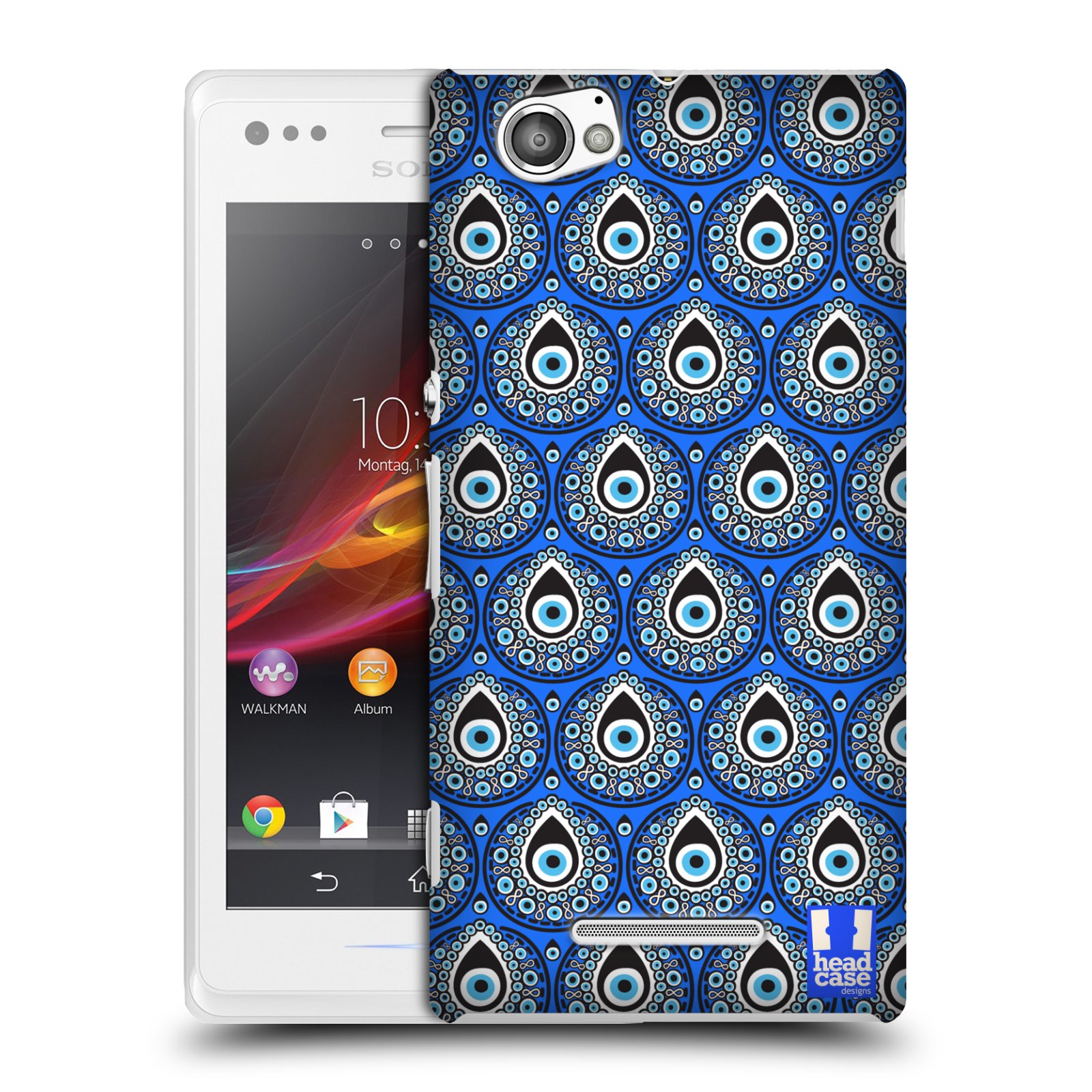 HEAD CASE plastový obal na mobil Sony Xperia M vzor Paví oko modrá