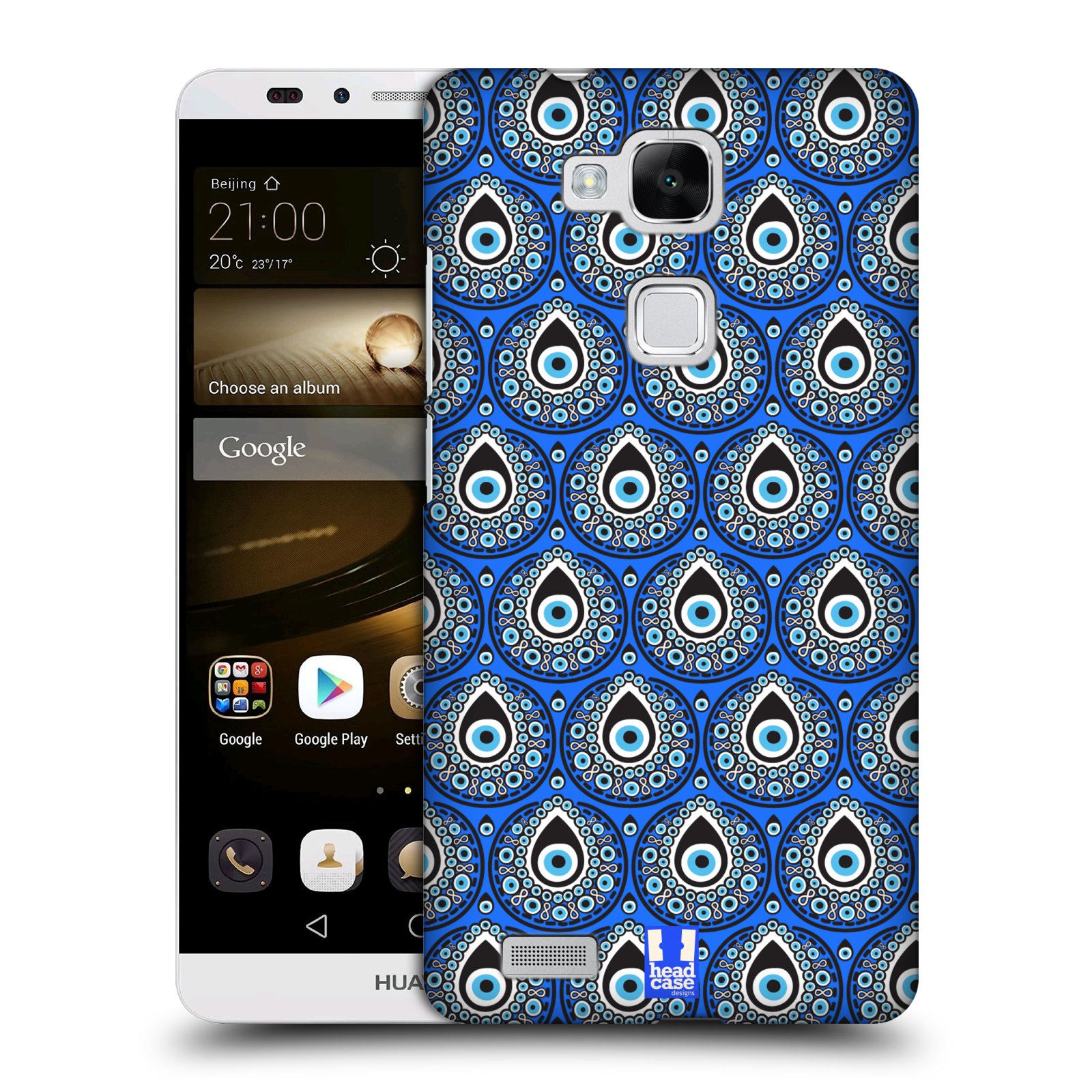 HEAD CASE plastový obal na mobil Huawei Mate 7 vzor Paví oko modrá