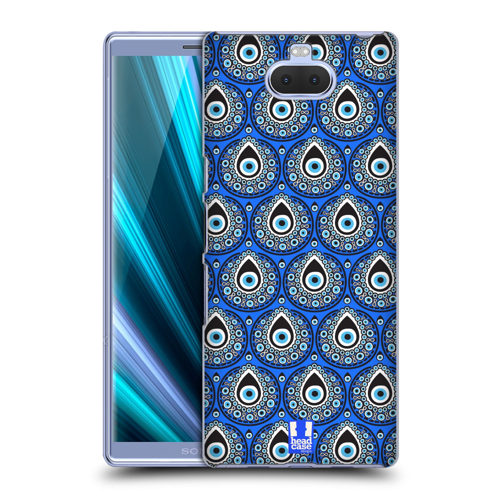 Pouzdro na mobil Sony Xperia 10 - Head Case - vzor Paví oko modrá