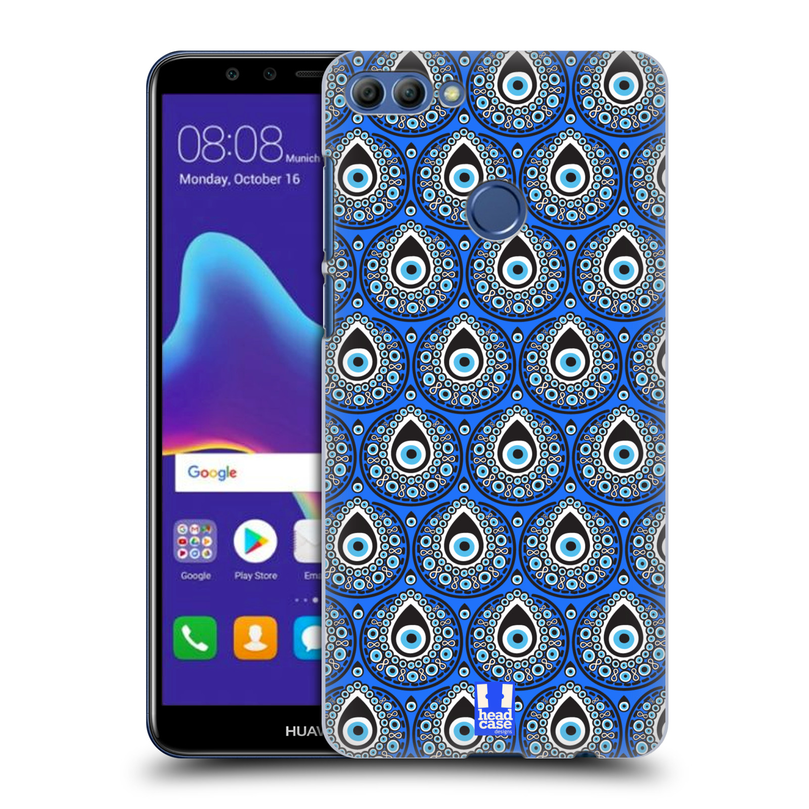 HEAD CASE plastový obal na mobil Huawei Y9 2018 vzor Paví oko modrá