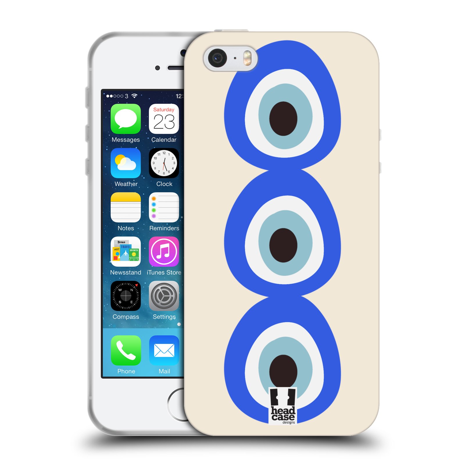 HEAD CASE silikonový obal na mobil Apple Iphone 5/5S vzor Paví oko 3 očka