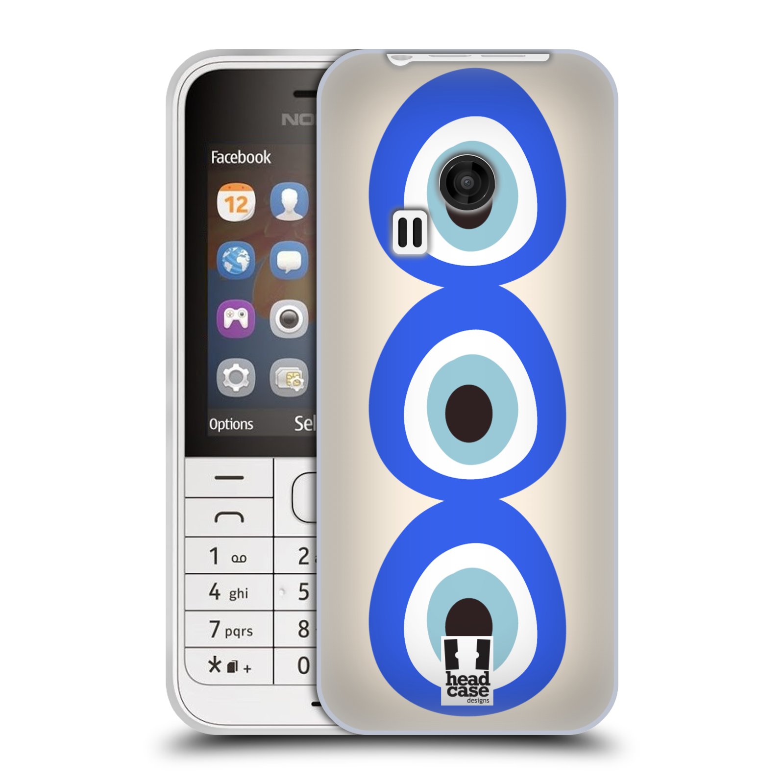 HEAD CASE silikonový obal na mobil NOKIA 220 / NOKIA 220 DUAL SIM vzor Paví oko 3 očka