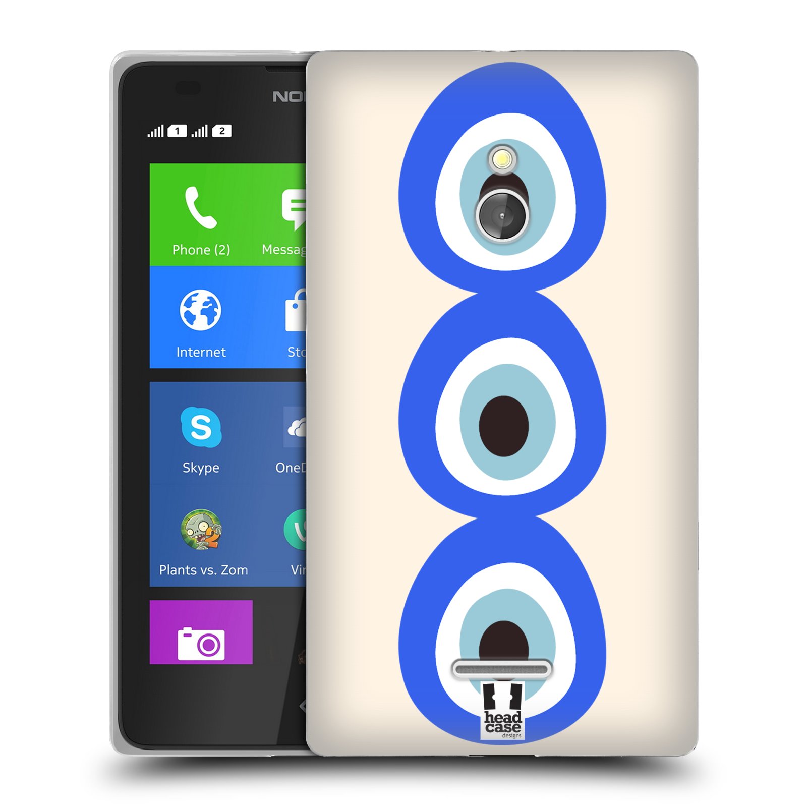 HEAD CASE silikonový obal na mobil NOKIA XL / NOKIA XL DUAL SIM vzor Paví oko 3 očka
