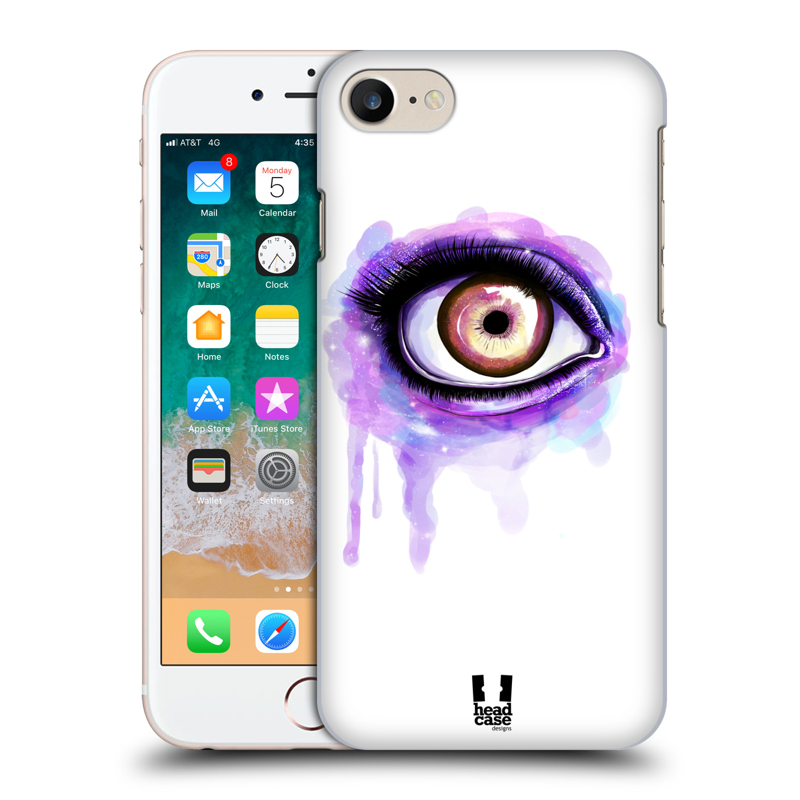 HEAD CASE plastový obal na mobil Apple Iphone 7 vzor OKO barevné FIALOVÁ