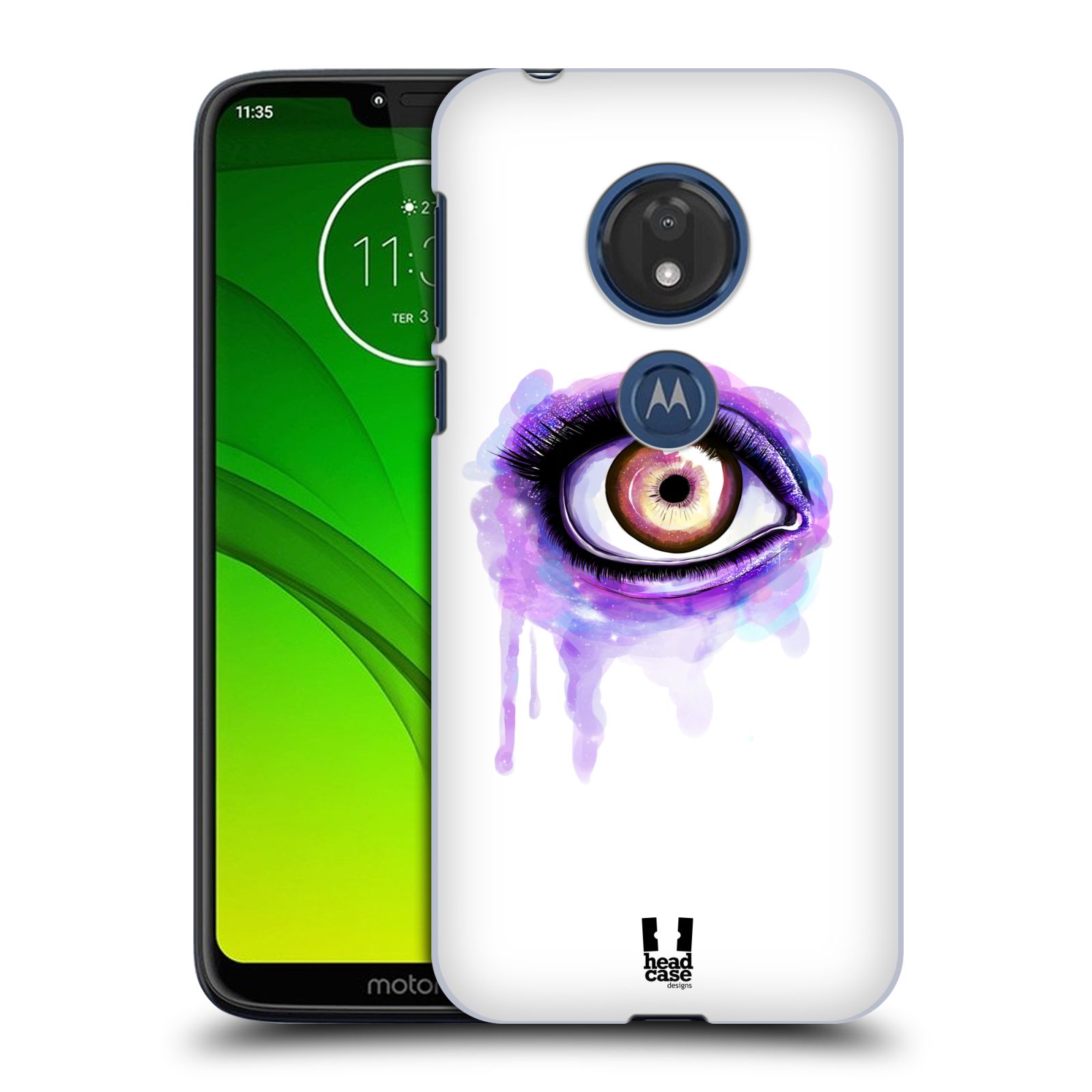 Pouzdro na mobil Motorola Moto G7 Play vzor OKO barevné FIALOVÁ