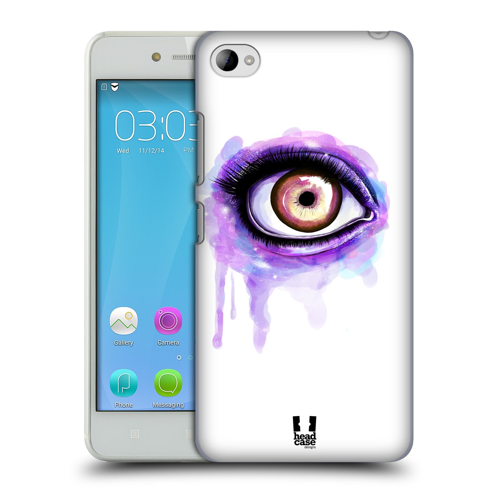 HEAD CASE pevný plastový obal na mobil LENOVO S90 vzor OKO barevné FIALOVÁ
