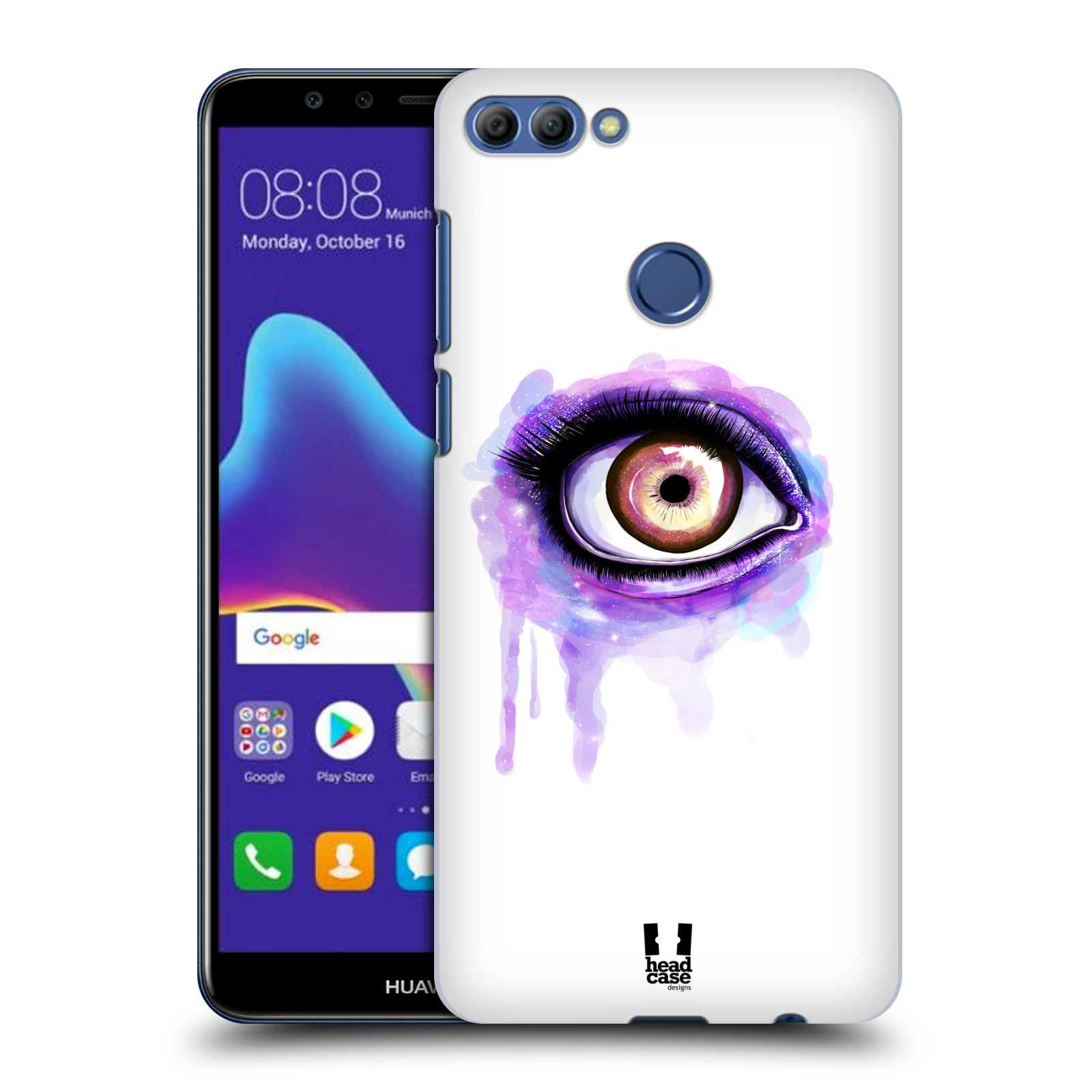 HEAD CASE plastový obal na mobil Huawei Y9 2018 vzor OKO barevné FIALOVÁ