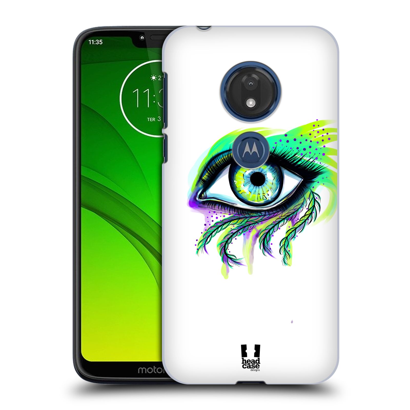 Pouzdro na mobil Motorola Moto G7 Play vzor OKO barevné ZELENÁ