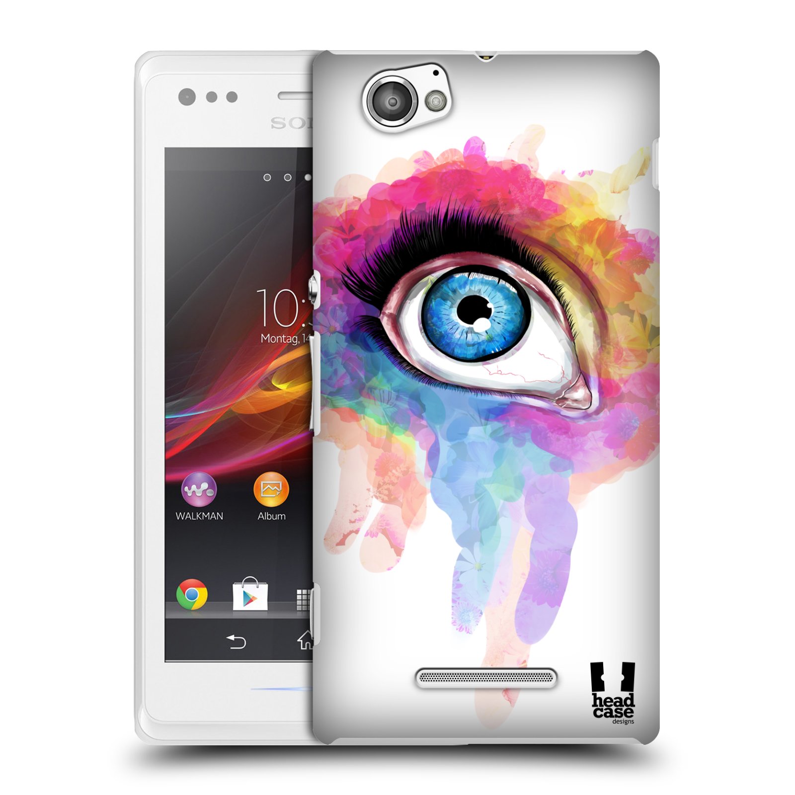 HEAD CASE plastový obal na mobil Sony Xperia M vzor OKO barevné DUHA