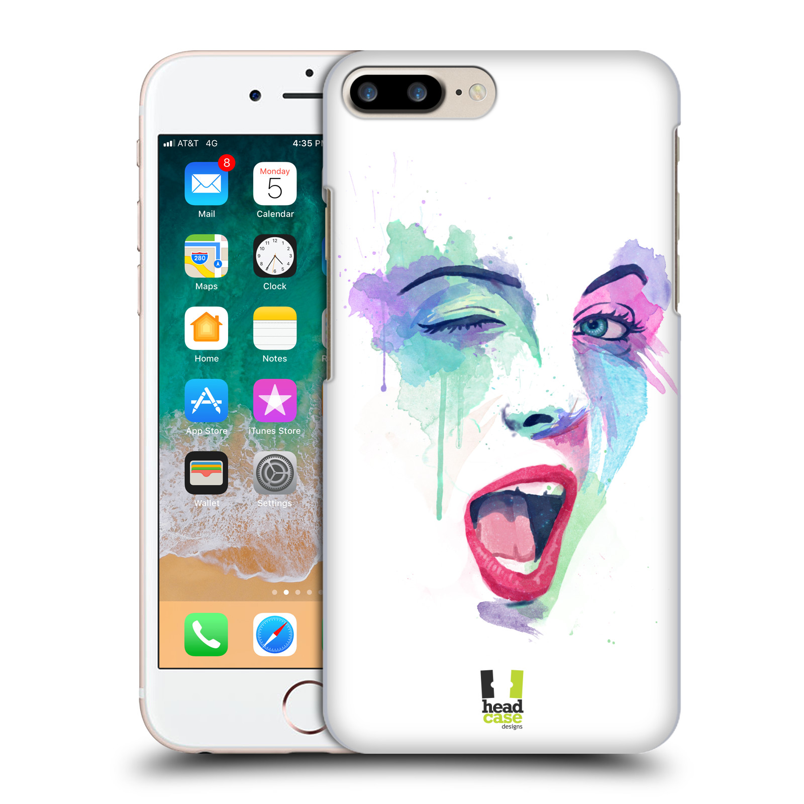 HEAD CASE plastový obal na mobil Apple Iphone 7 PLUS vzor Tvaře vodní barvy MRKNUTÍ