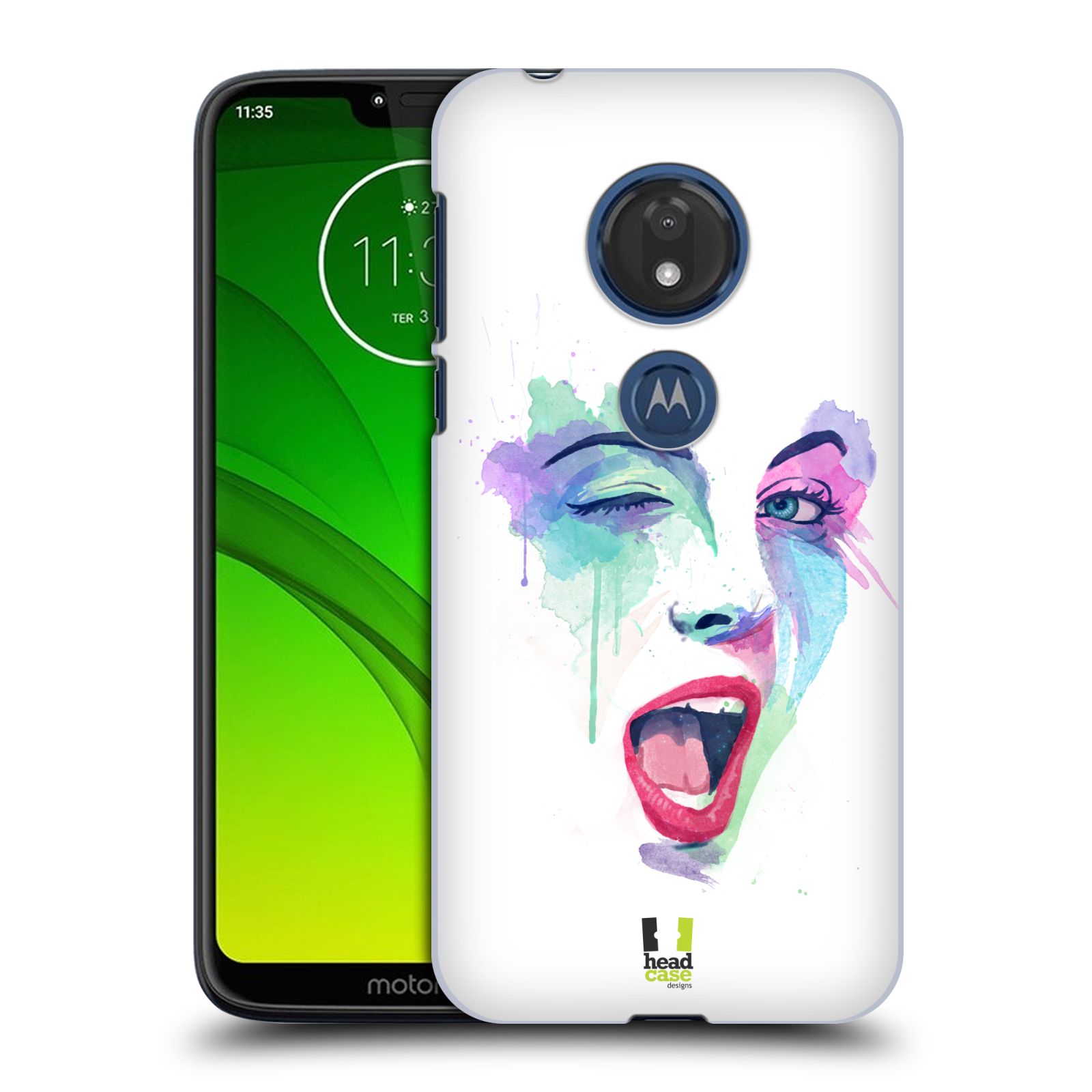 Pouzdro na mobil Motorola Moto G7 Play vzor Tvaře vodní barvy MRKNUTÍ