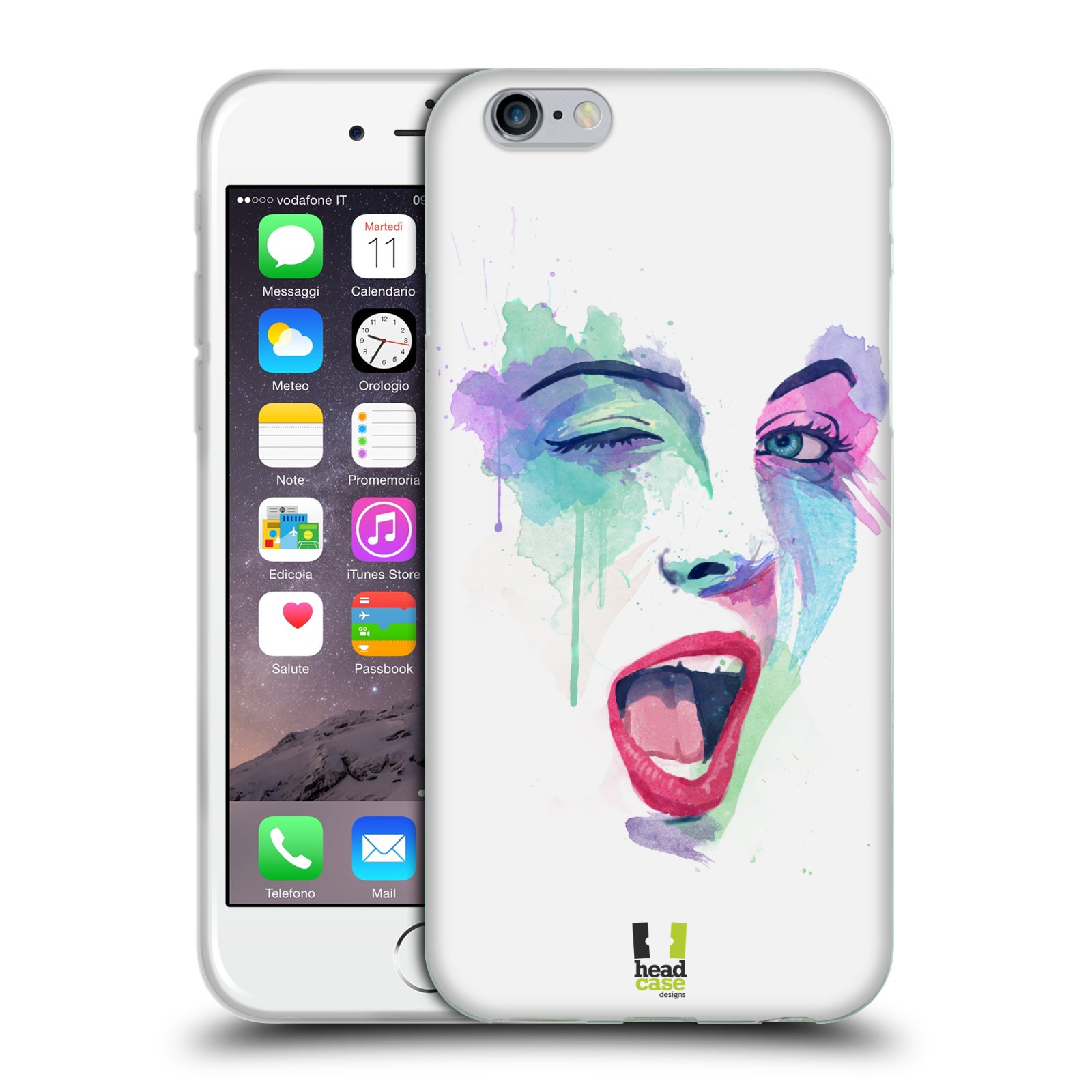 HEAD CASE silikonový obal na mobil Apple Iphone 6/6S vzor Tvaře vodní barvy MRKNUTÍ