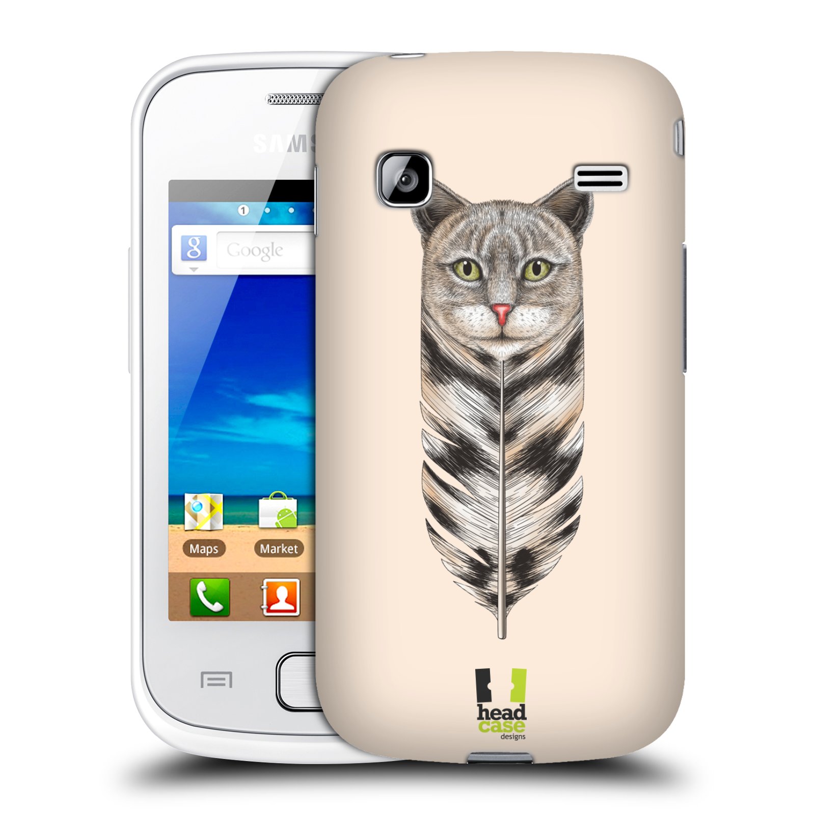 HEAD CASE plastový obal na mobil SAMSUNG GALAXY GIO (S5660) vzor zvířecí pírka kočka