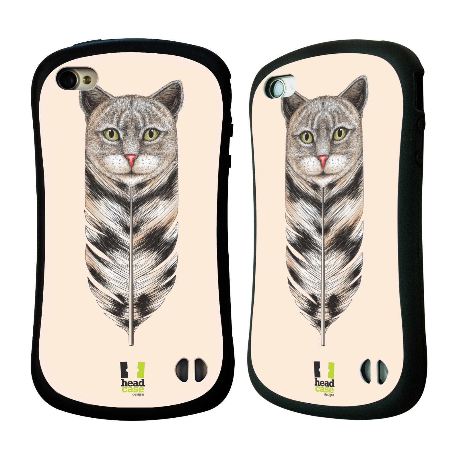 HEAD CASE silikon/plast odolný obal na mobil Apple Iphone 4/4S vzor zvířecí pírka kočka