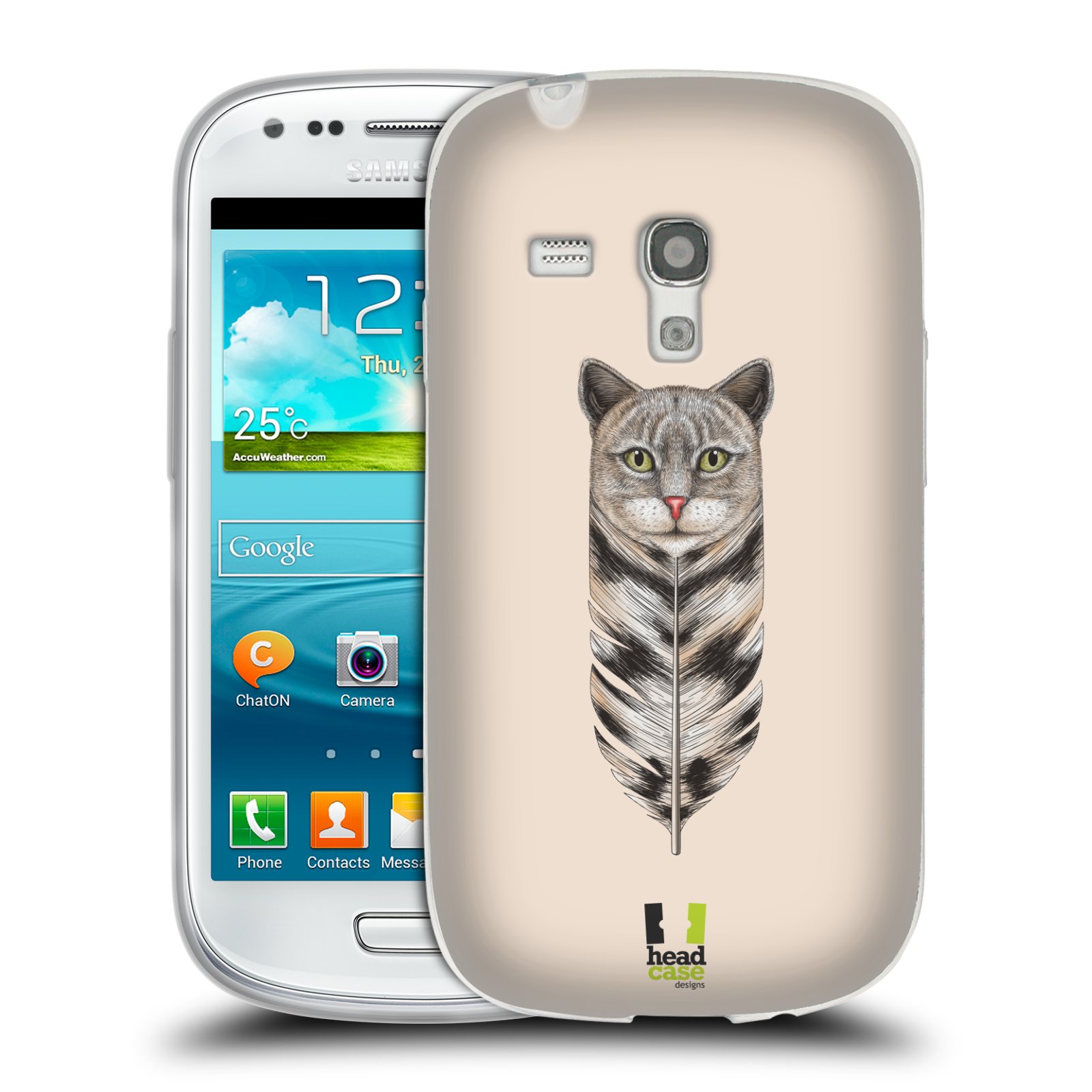 HEAD CASE silikonový obal na mobil Samsung Galaxy S3 MINI i8190 vzor zvířecí pírka kočka