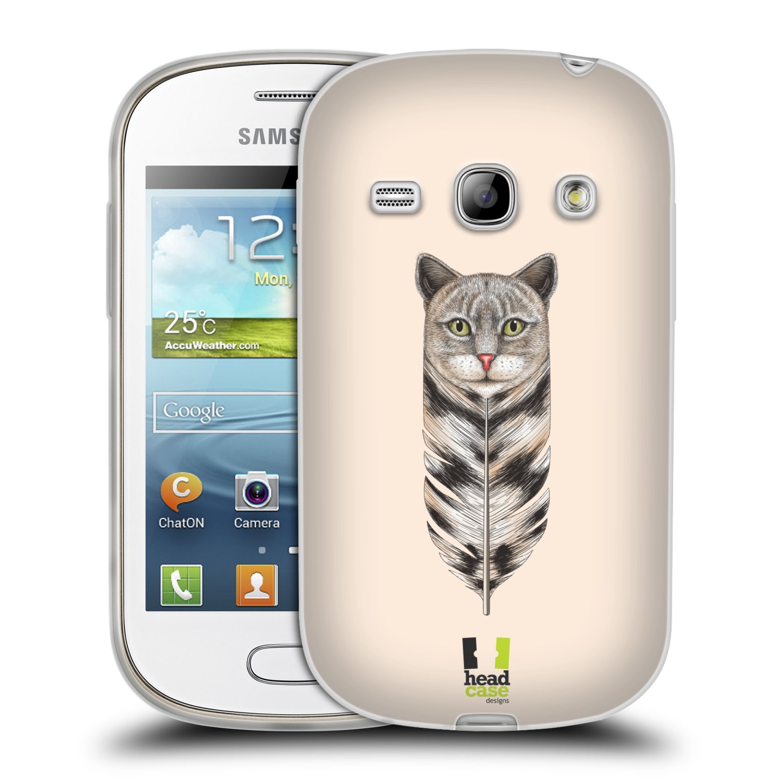HEAD CASE silikonový obal na mobil Samsung Galaxy FAME vzor zvířecí pírka kočka