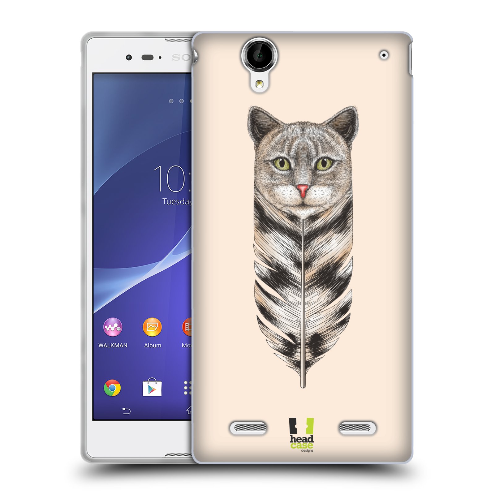 HEAD CASE silikonový obal na mobil Sony Xperia T2 Ultra/T2 Ultra DUAL SIM vzor zvířecí pírka kočka