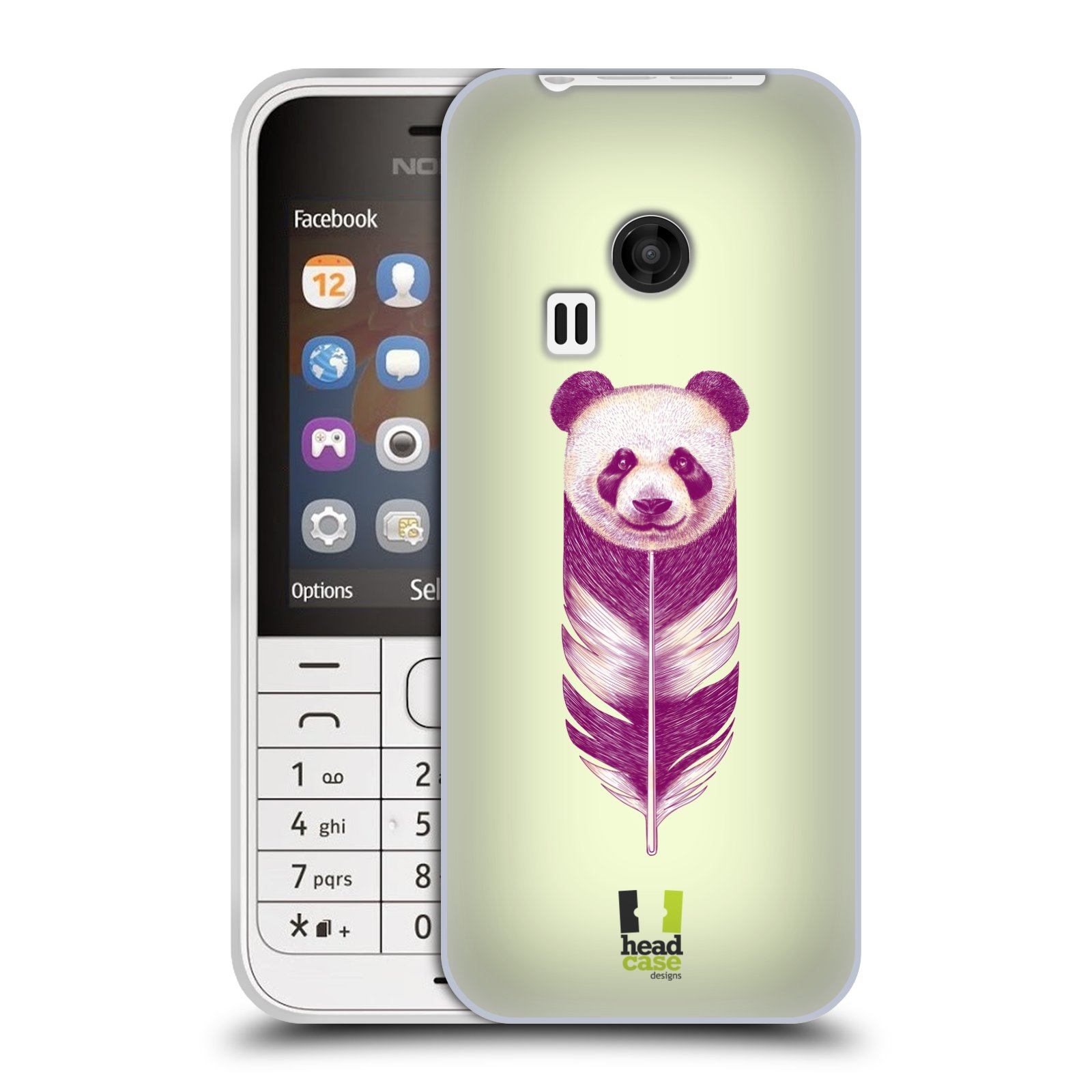 HEAD CASE silikonový obal na mobil NOKIA 220 / NOKIA 220 DUAL SIM vzor zvířecí pírka panda