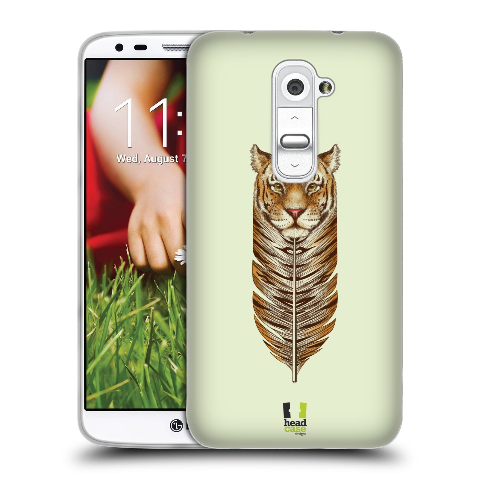 HEAD CASE silikonový obal na mobil LG G2 vzor zvířecí pírka tygr