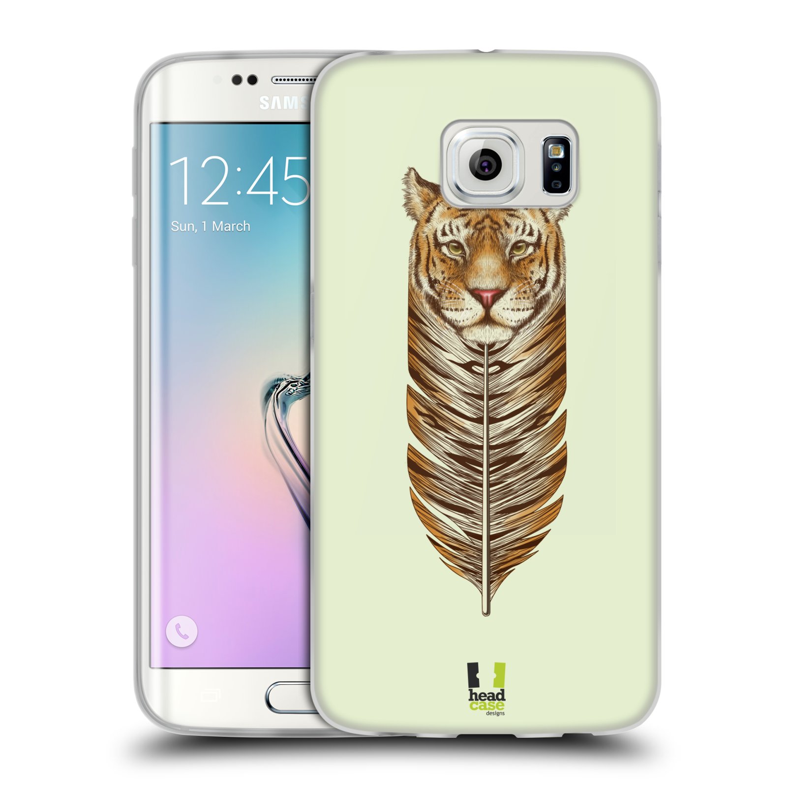 HEAD CASE silikonový obal na mobil Samsung Galaxy S6 EDGE vzor zvířecí pírka tygr
