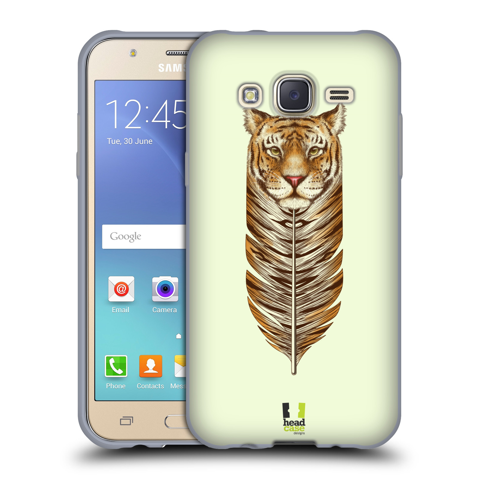 HEAD CASE silikonový obal na mobil Samsung Galaxy J5, J500, (J5 DUOS) vzor zvířecí pírka tygr