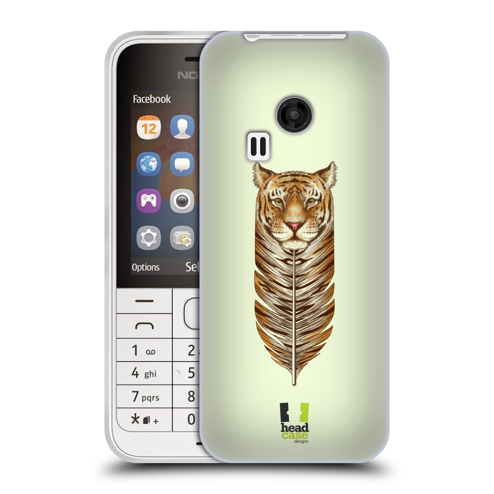 HEAD CASE silikonový obal na mobil NOKIA 220 / NOKIA 220 DUAL SIM vzor zvířecí pírka tygr