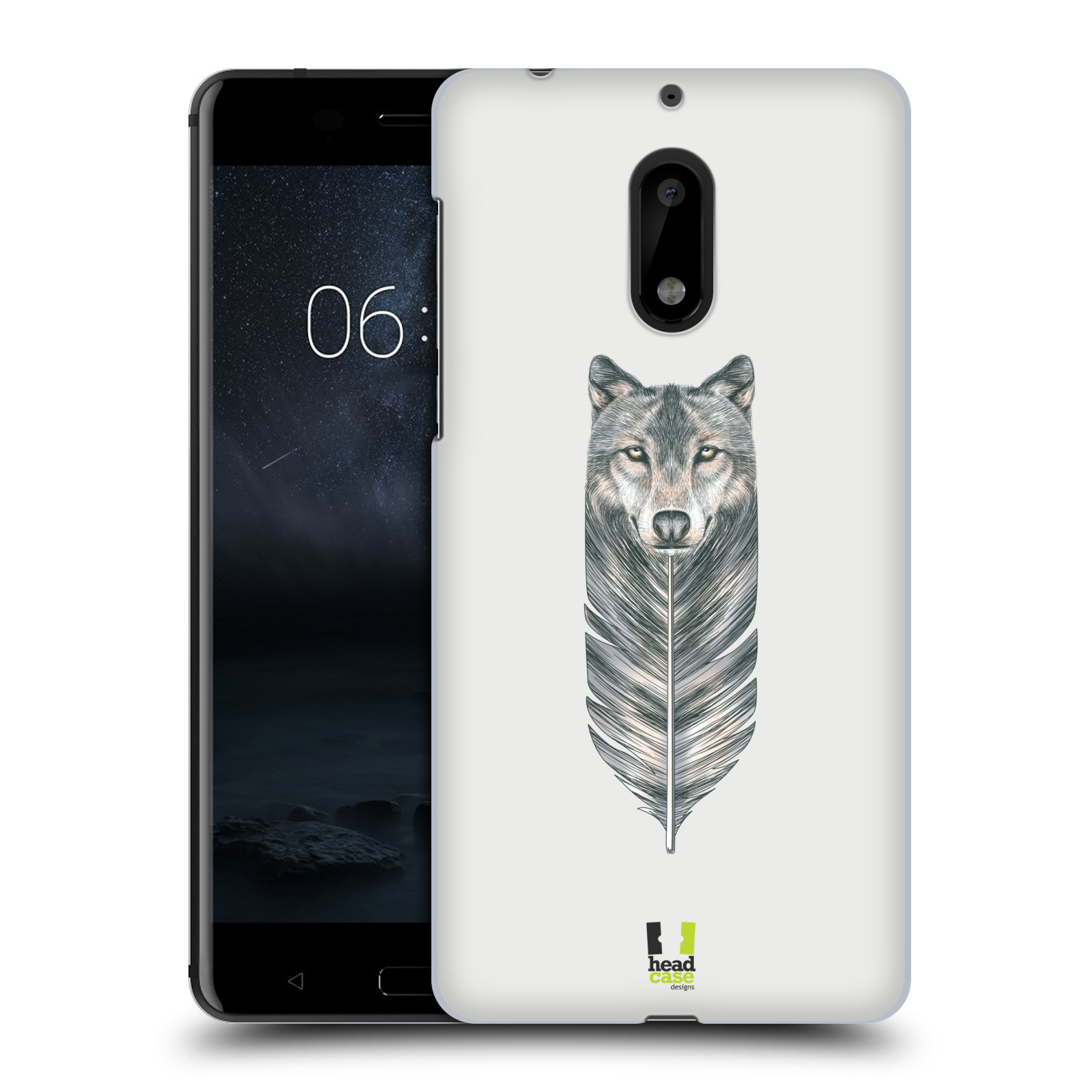 HEAD CASE plastový obal na mobil Nokia 6 vzor zvířecí pírka vlk