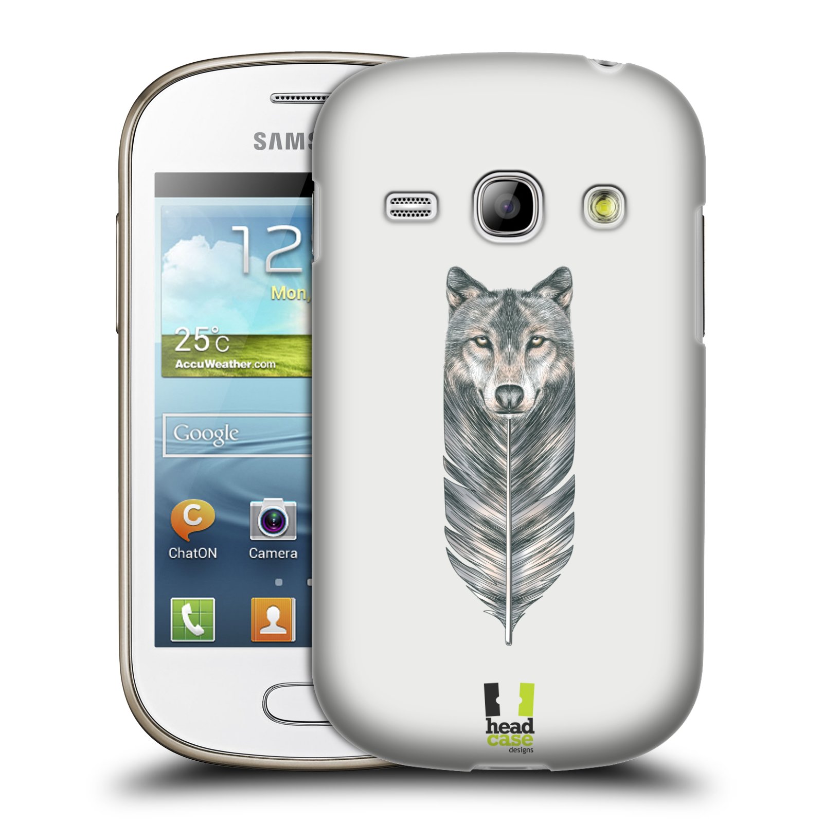 HEAD CASE plastový obal na mobil SAMSUNG GALAXY FAME (S6810) vzor zvířecí pírka vlk
