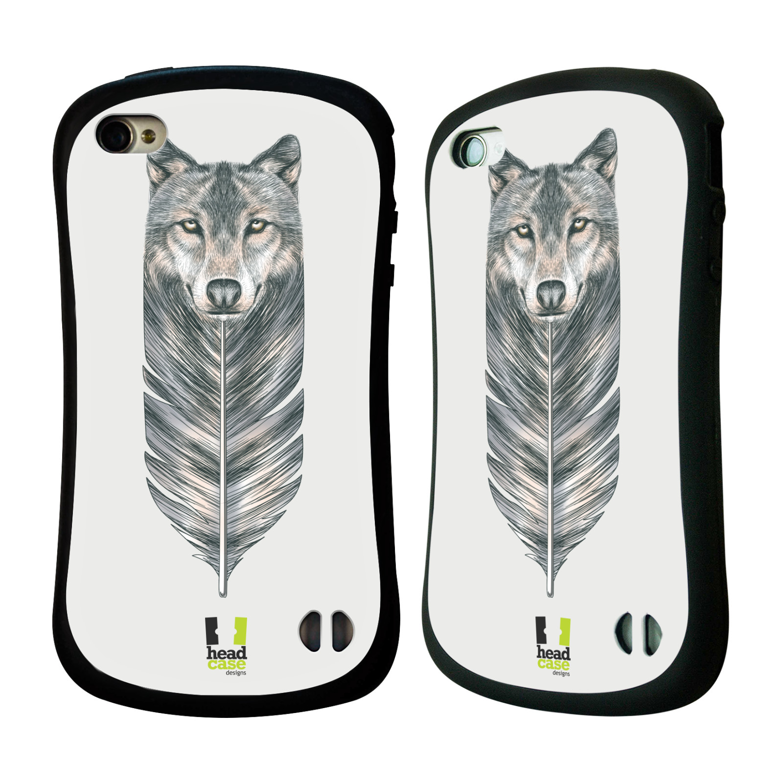 HEAD CASE silikon/plast odolný obal na mobil Apple Iphone 4/4S vzor zvířecí pírka vlk