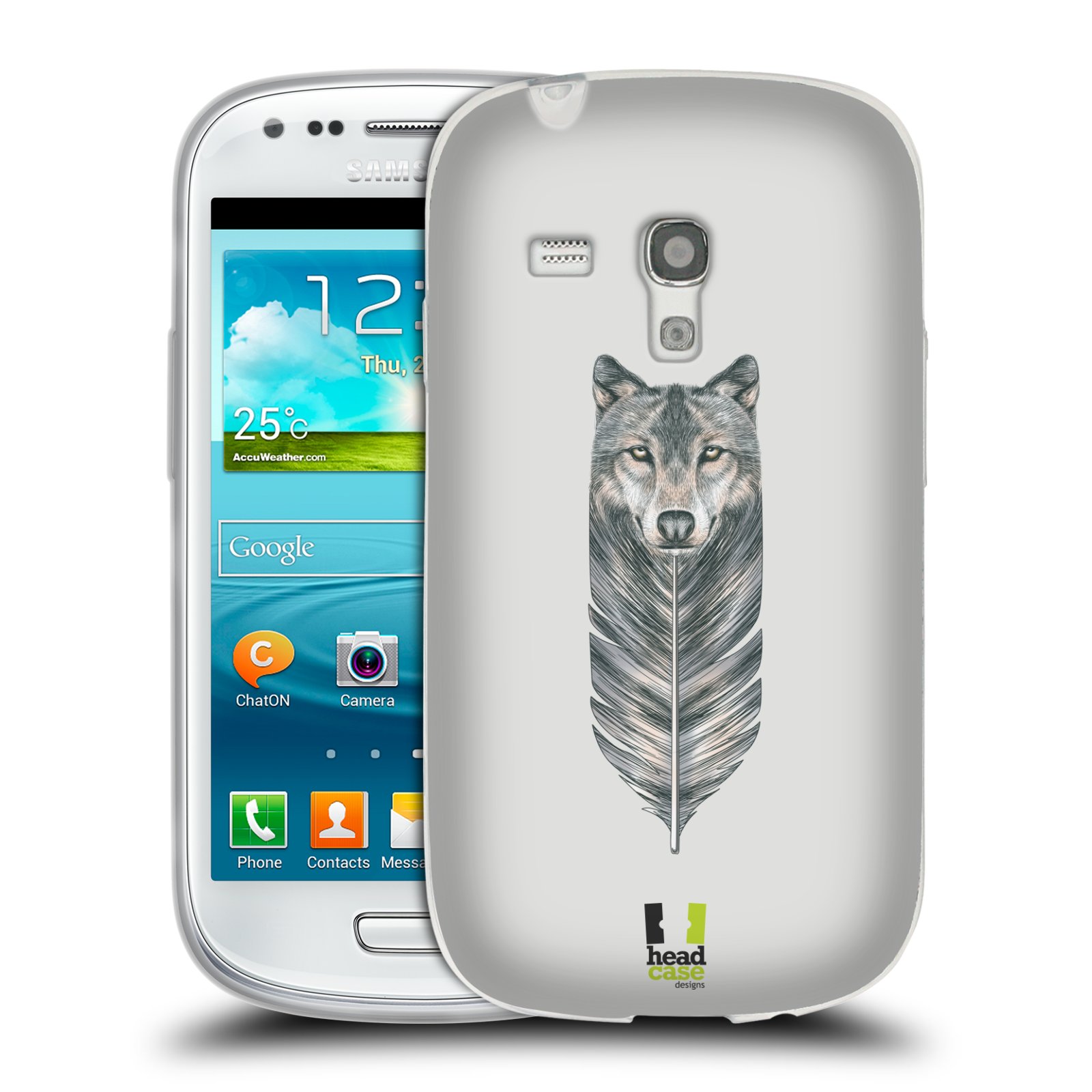 HEAD CASE silikonový obal na mobil Samsung Galaxy S3 MINI i8190 vzor zvířecí pírka vlk