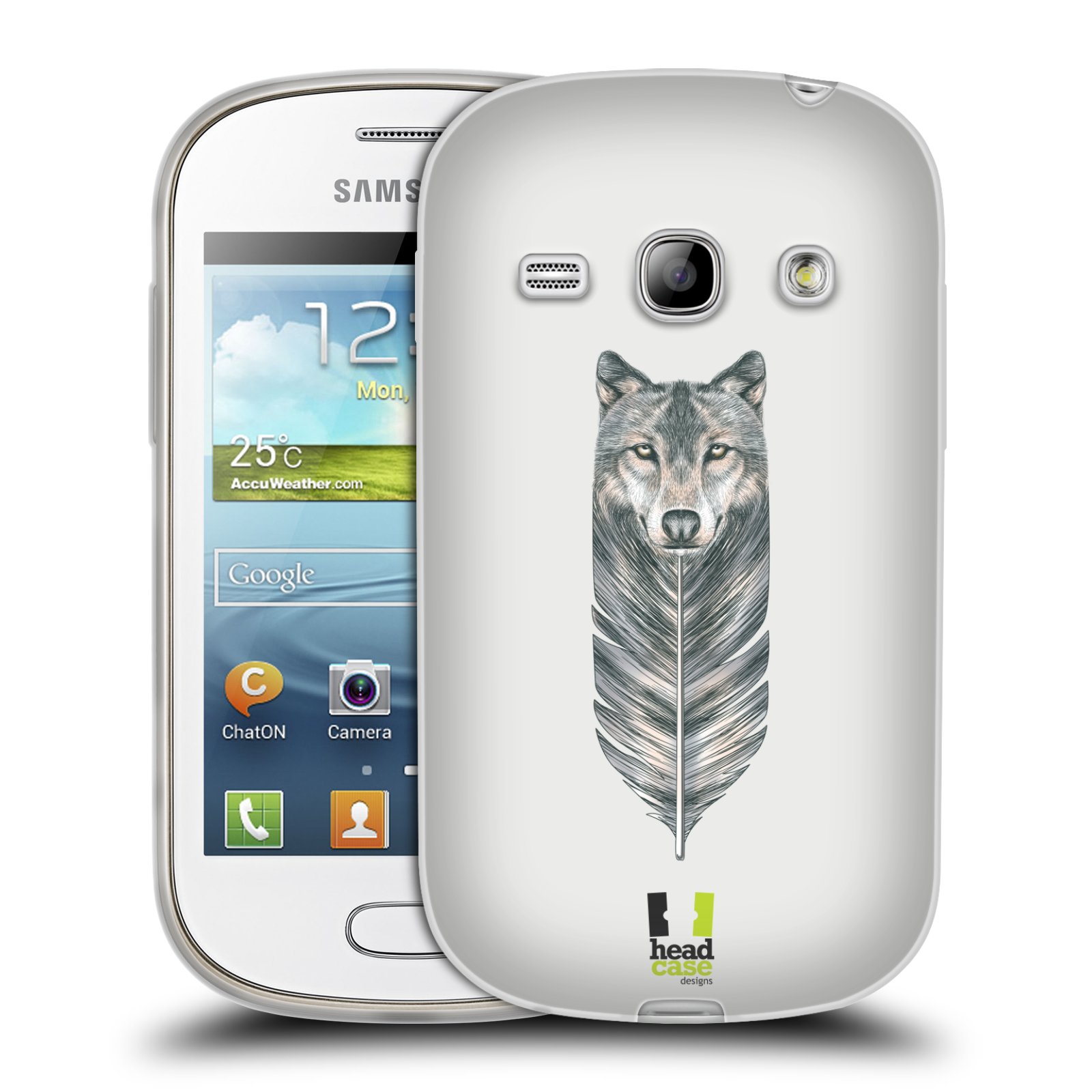 HEAD CASE silikonový obal na mobil Samsung Galaxy FAME vzor zvířecí pírka vlk