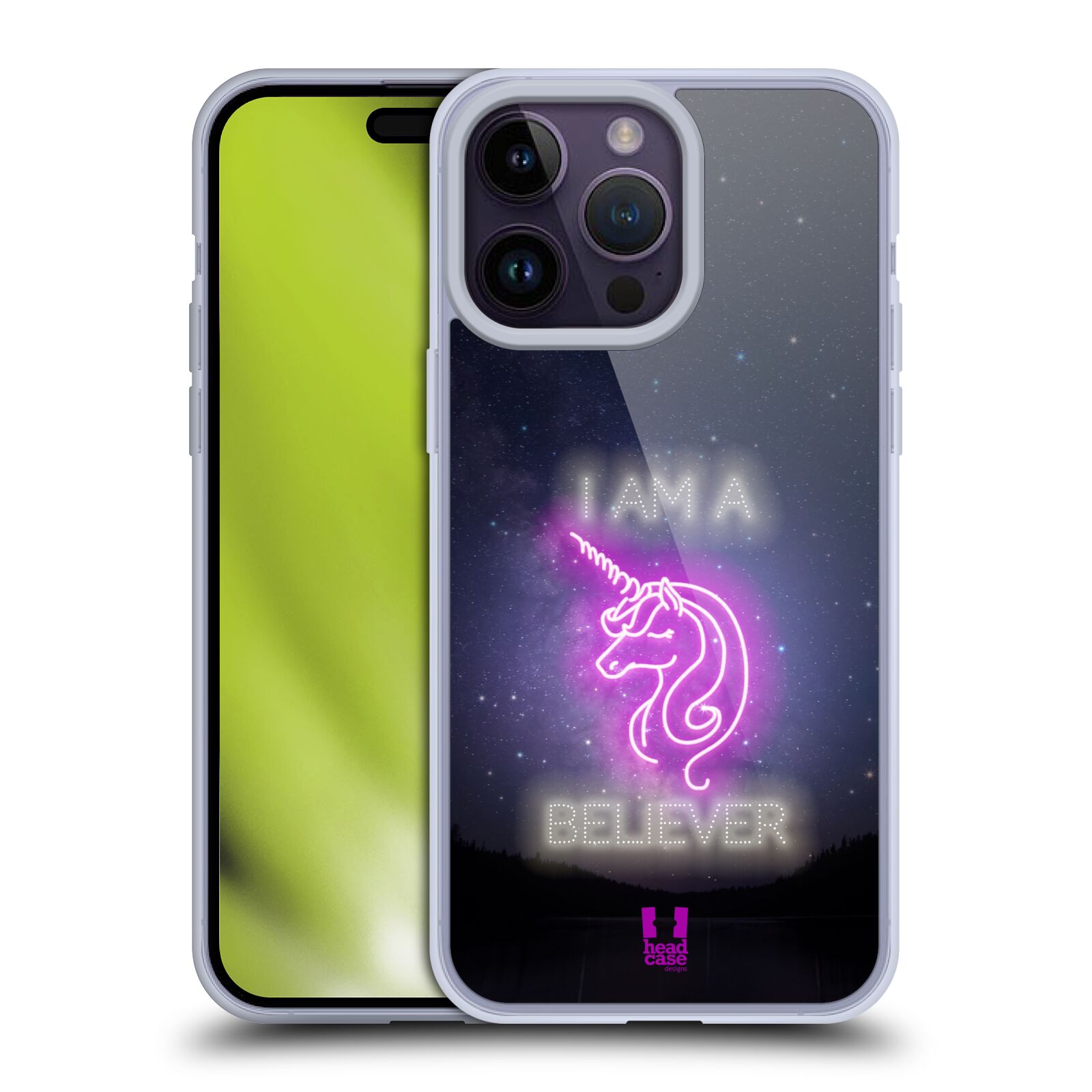 Silikonový obal na mobil Apple iPhone 14 PRO MAX - HEAD CASE - Jednorožec neon