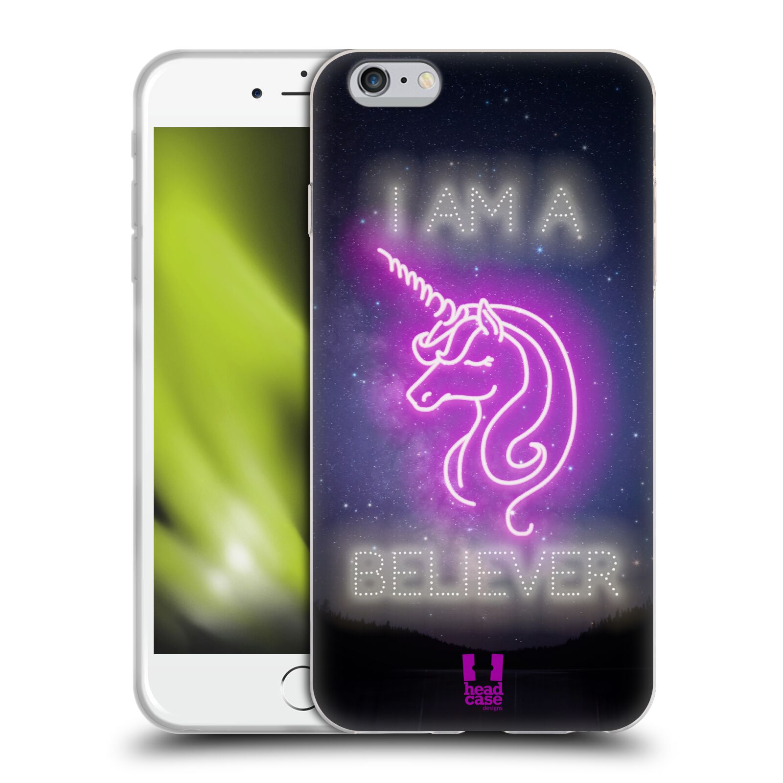 Silikonový obal na mobil Apple Iphone 6+ / 6S Plus - HEAD CASE - Jednorožec neon