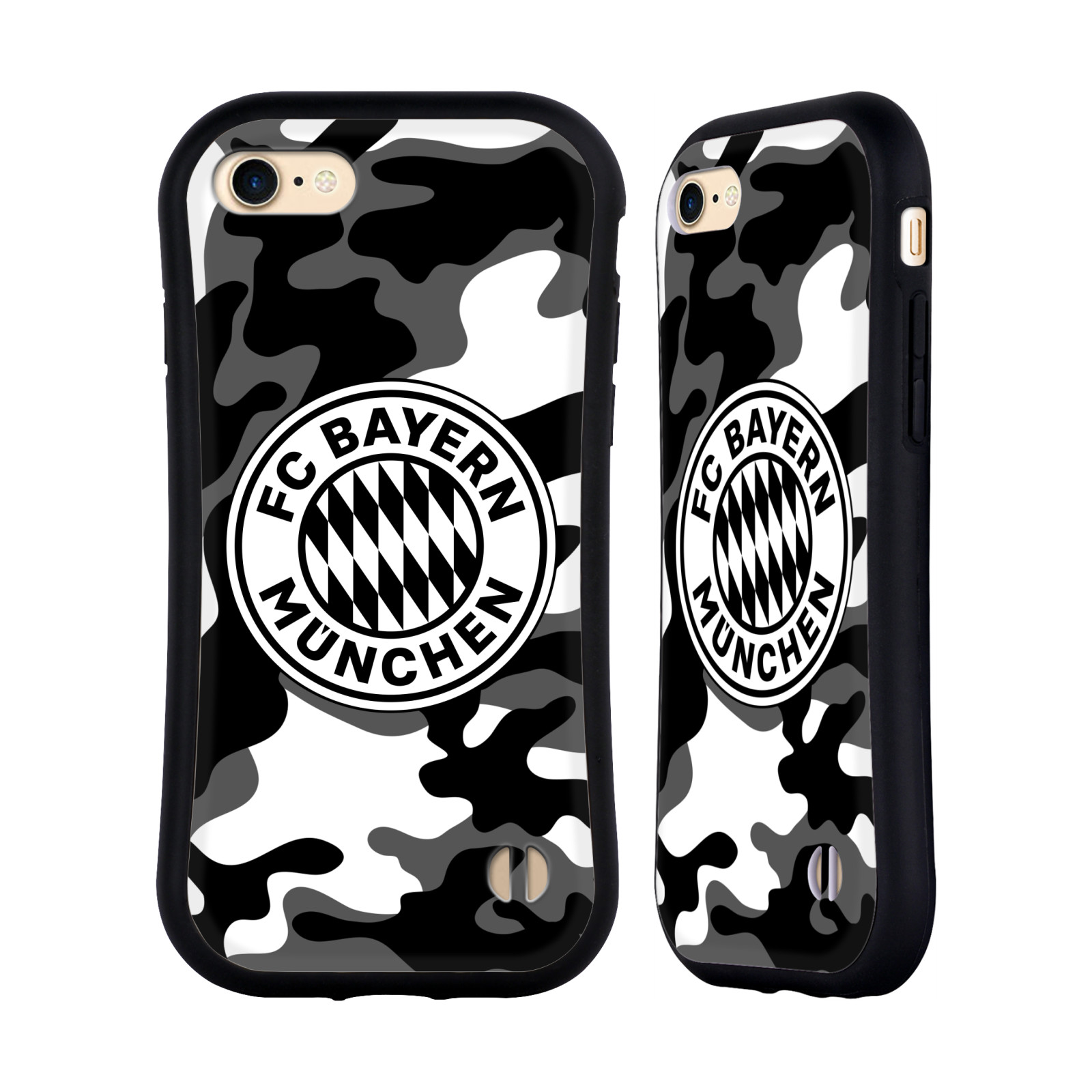 HEAD CASE odolný obal na mobil Apple Iphone 8 Fotbalový klub FC Bayern Mnichov velký znak pozadí černé a bílé kamufláž