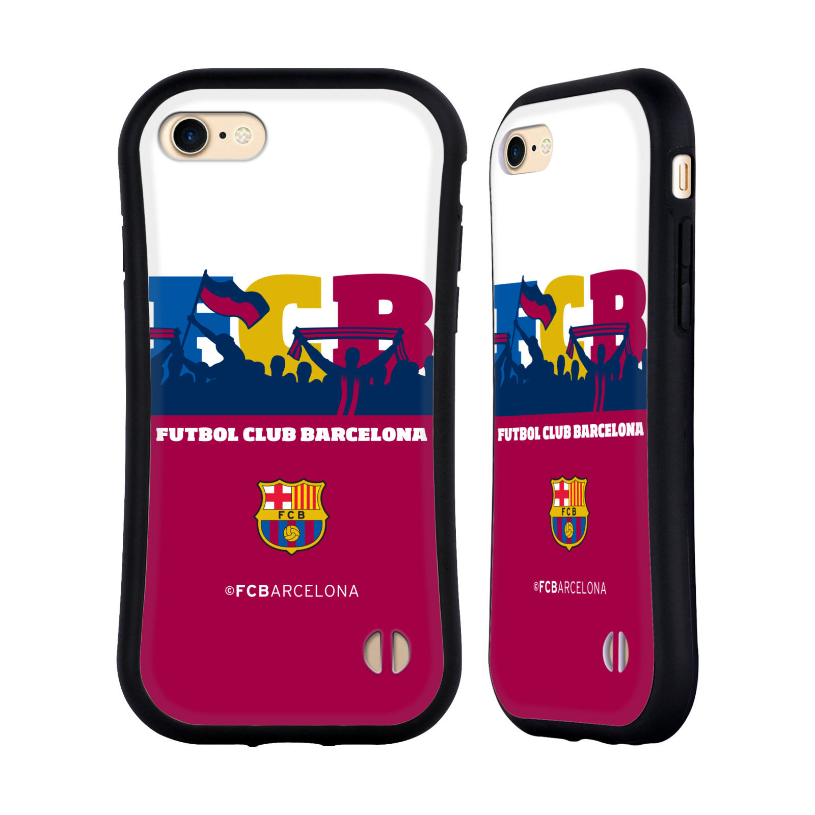 HEAD CASE odolný obal na mobil Apple Iphone 8 Fotbalový klub FC BARCELONA silueta barevná fanoušci průhledný