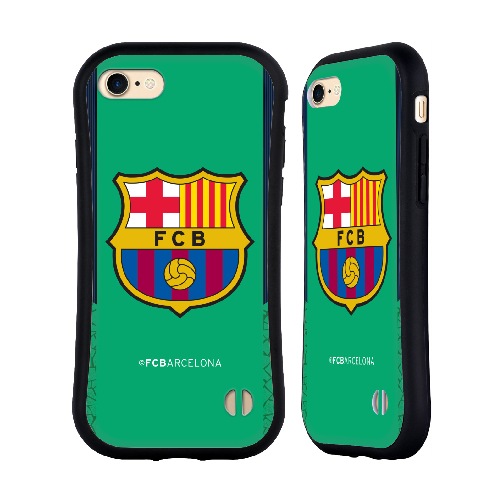 HEAD CASE odolný obal na mobil Apple Iphone 8 Fotbalový klub FC BARCELONA zelené pozadí modré pruhy kraje velký znak