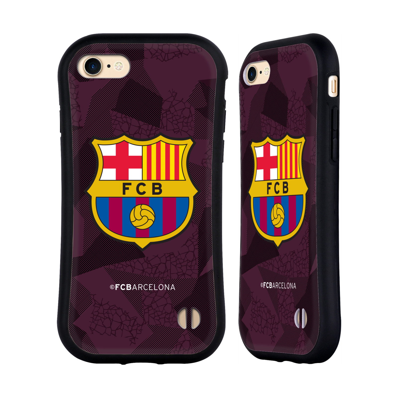 HEAD CASE odolný obal na mobil Apple Iphone 8 Fotbalový klub FC BARCELONA fialové pozadí vzorkované barevný znak