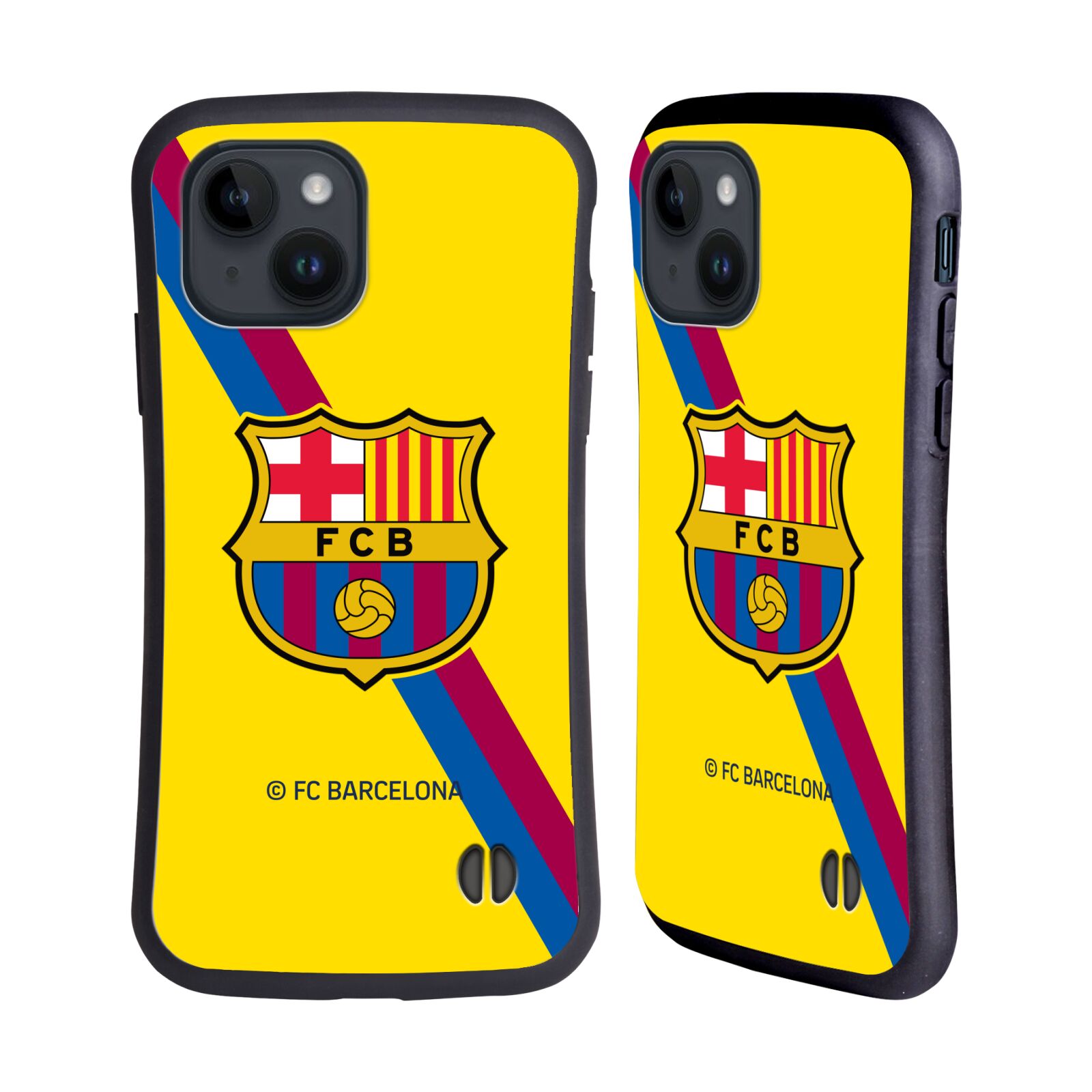 Odolný zadní obal pro mobil Apple iPhone 15 - HEAD CASE - FC Barcelona - Žlutý dres
