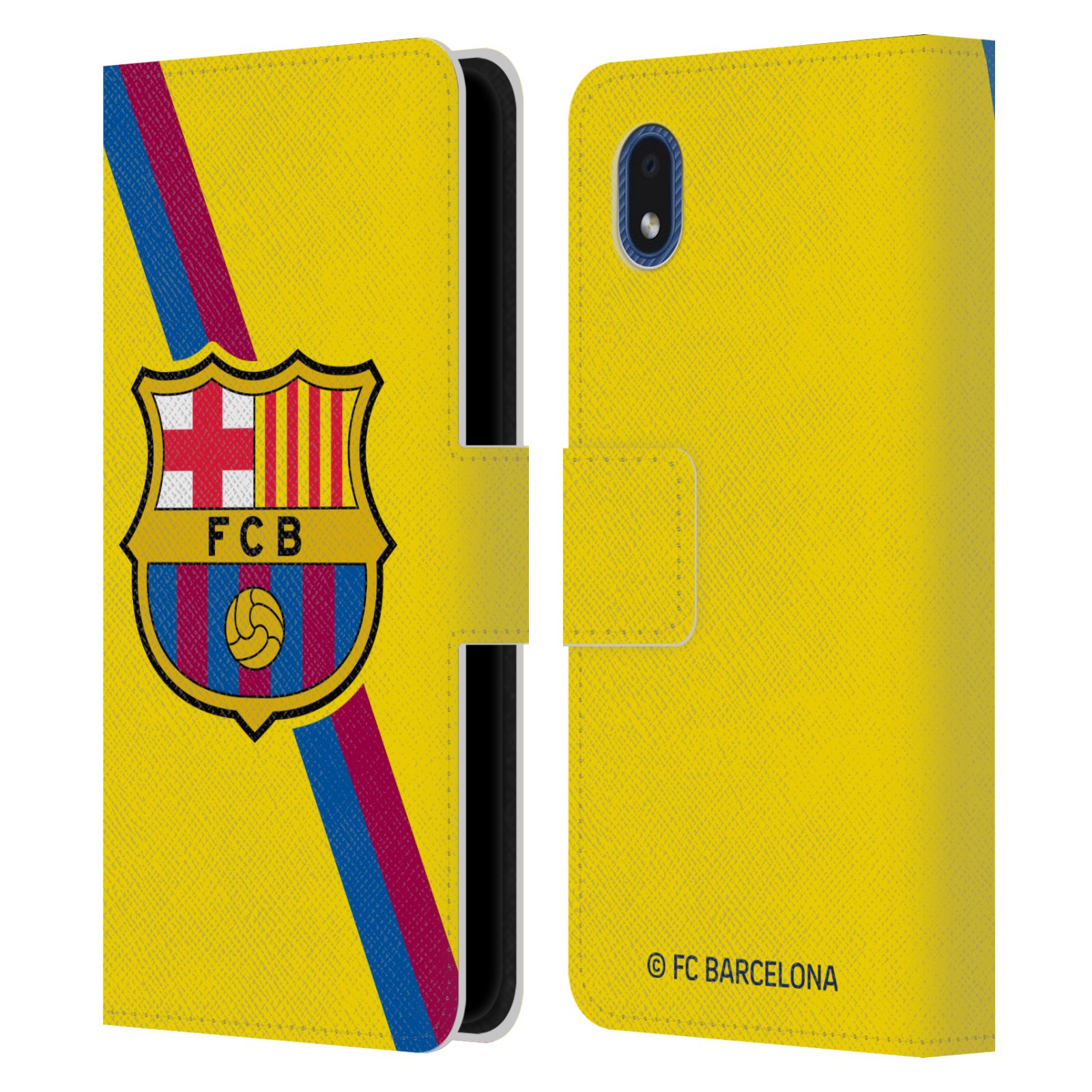 Pouzdro na mobil Samsung Galaxy A01 CORE - HEAD CASE - FC Barcelona - Dres Hosté žlutý