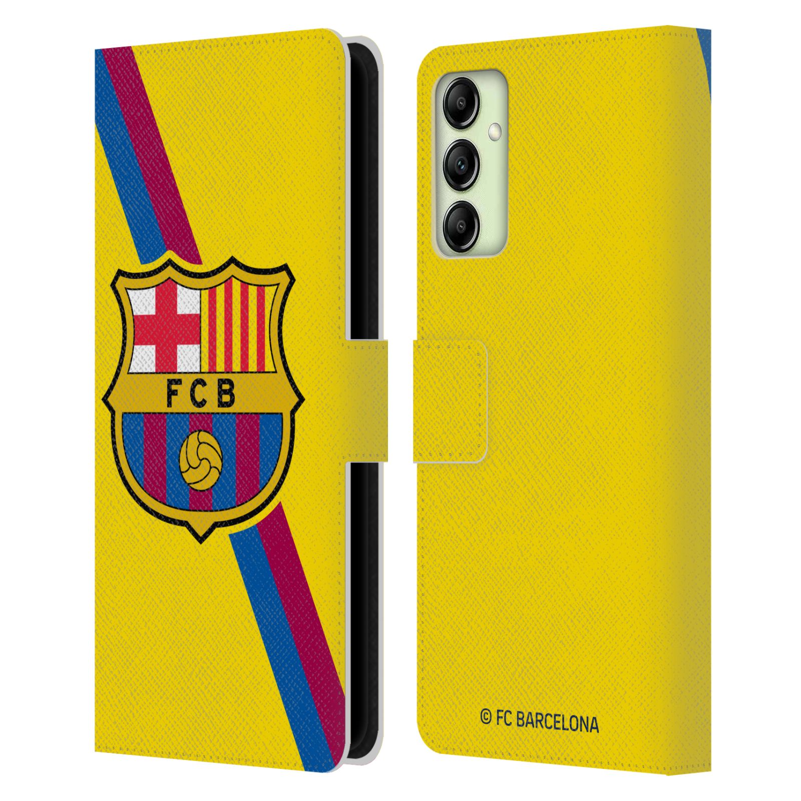 Pouzdro na mobil Samsung Galaxy A14 - HEAD CASE - FC Barcelona - Dres Hosté žlutý