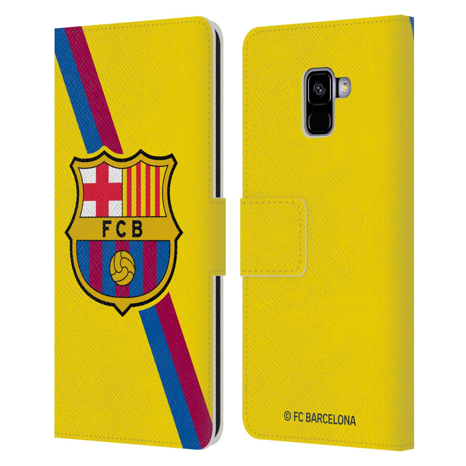 Pouzdro na mobil Samsung Galaxy A8+ 2018 - HEAD CASE - FC Barcelona - Dres Hosté žlutý
