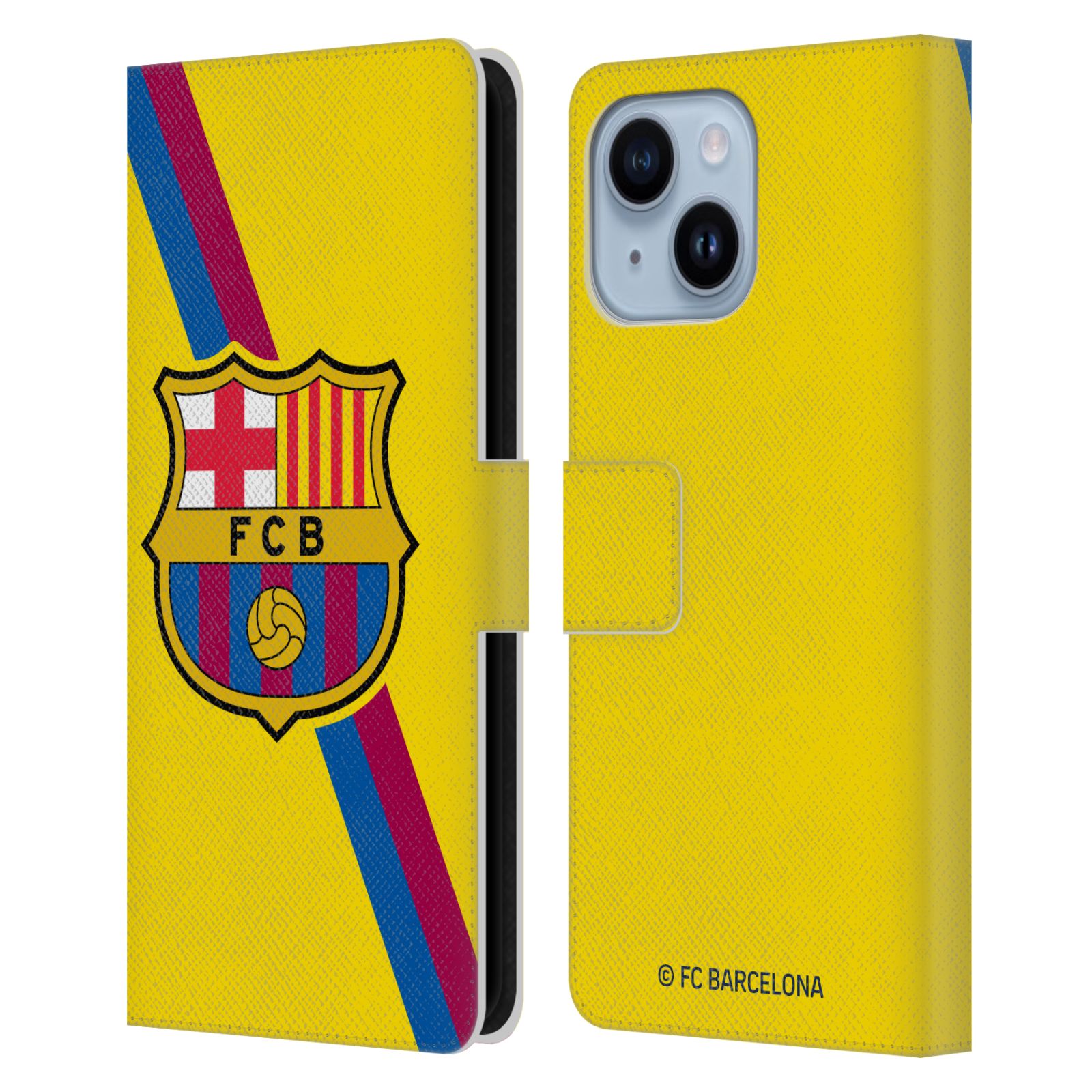Pouzdro na mobil Apple Iphone 14 PLUS - HEAD CASE - FC Barcelona - Dres Hosté žlutý
